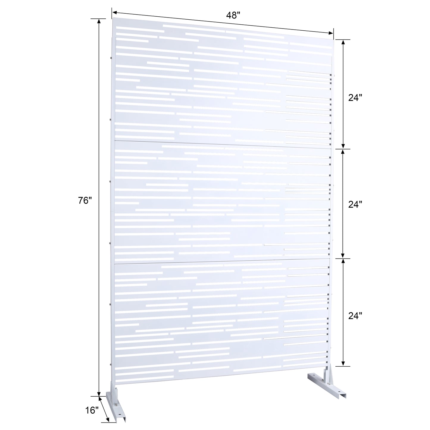 White perforated room divider screen with abstract horizontal lines pattern H x W