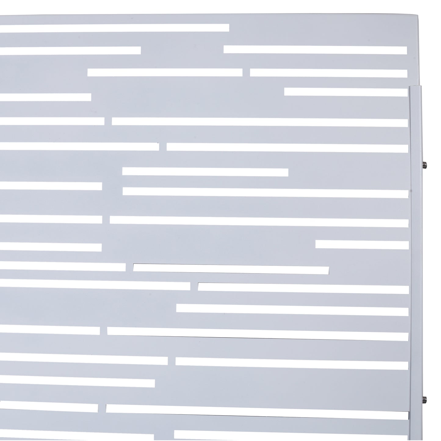 Modern grey metal decorative panel with horizontal cutout slats suitable for garden screens