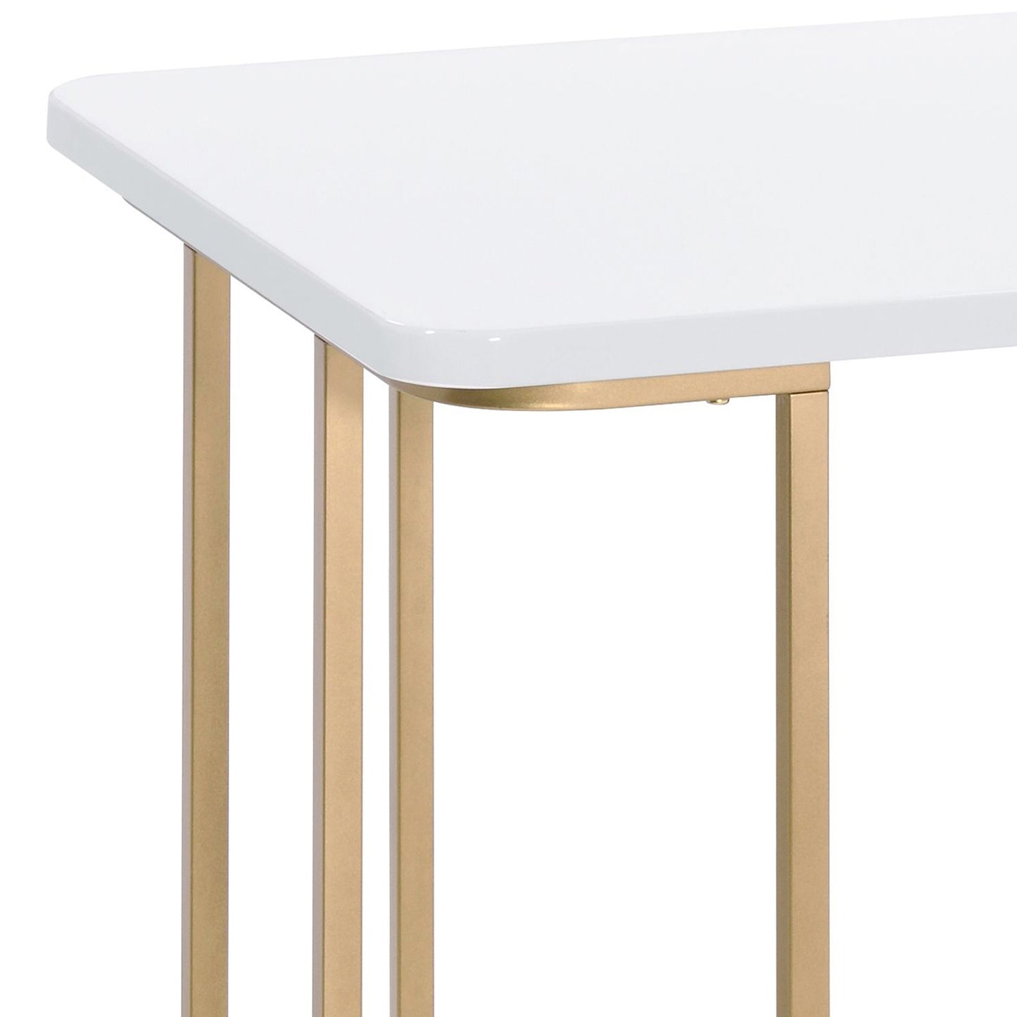Modern white table with gold metal legs