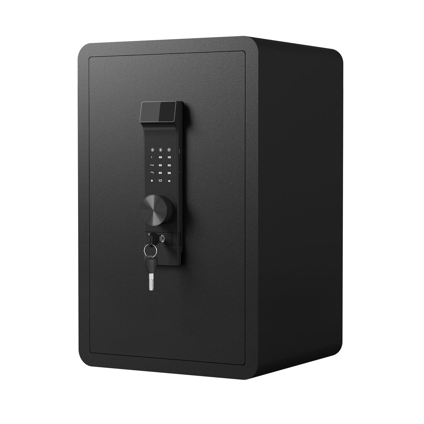 Black digital safe with key lock ideal for home security and valuables