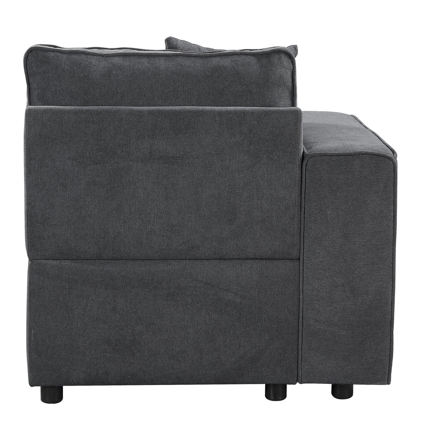 Dark grey fabric sofa sectional modern minimalist design with plush cushions