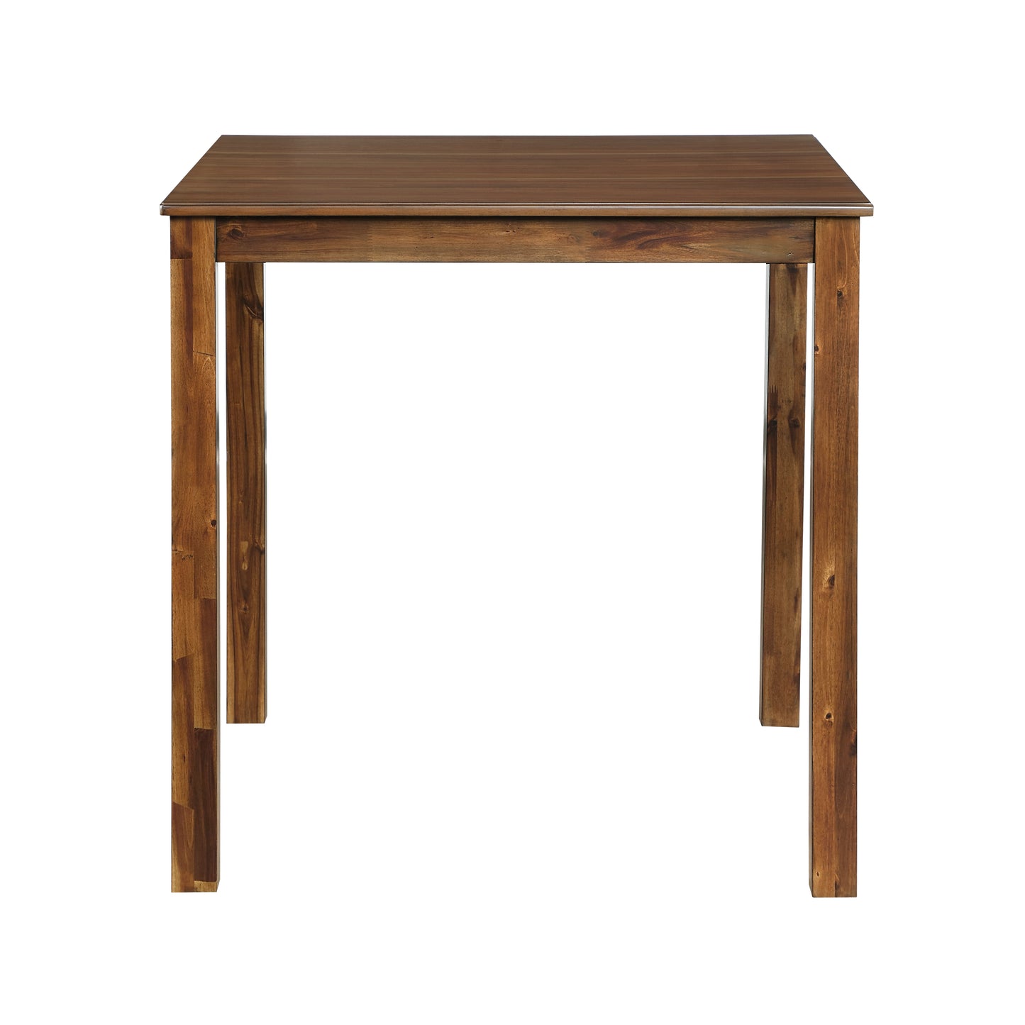 Square dark wood dining table with clean lines and sturdy legs