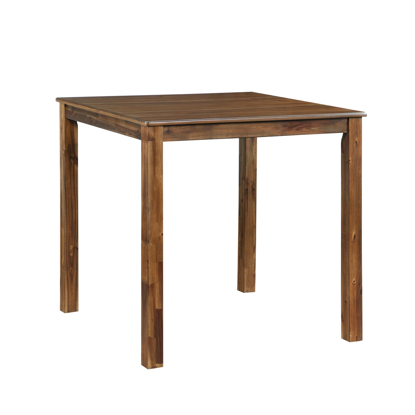 Rustic dark wood square dining table with sturdy legs perfect for compact spaces