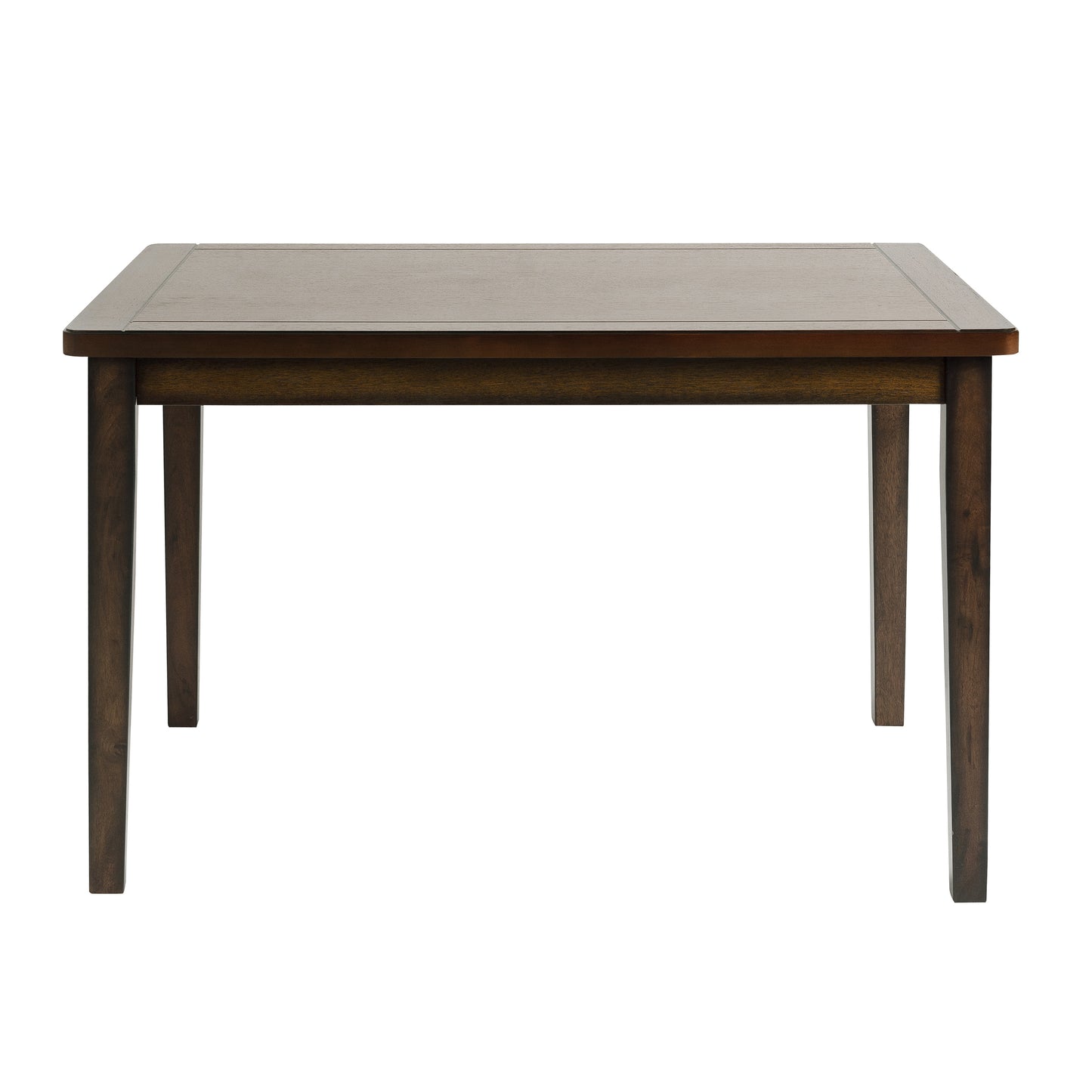 Dark wood rectangular dining table with tapered legs