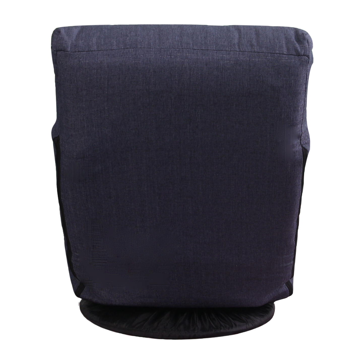 Dark grey fabric office chair back viewed from above