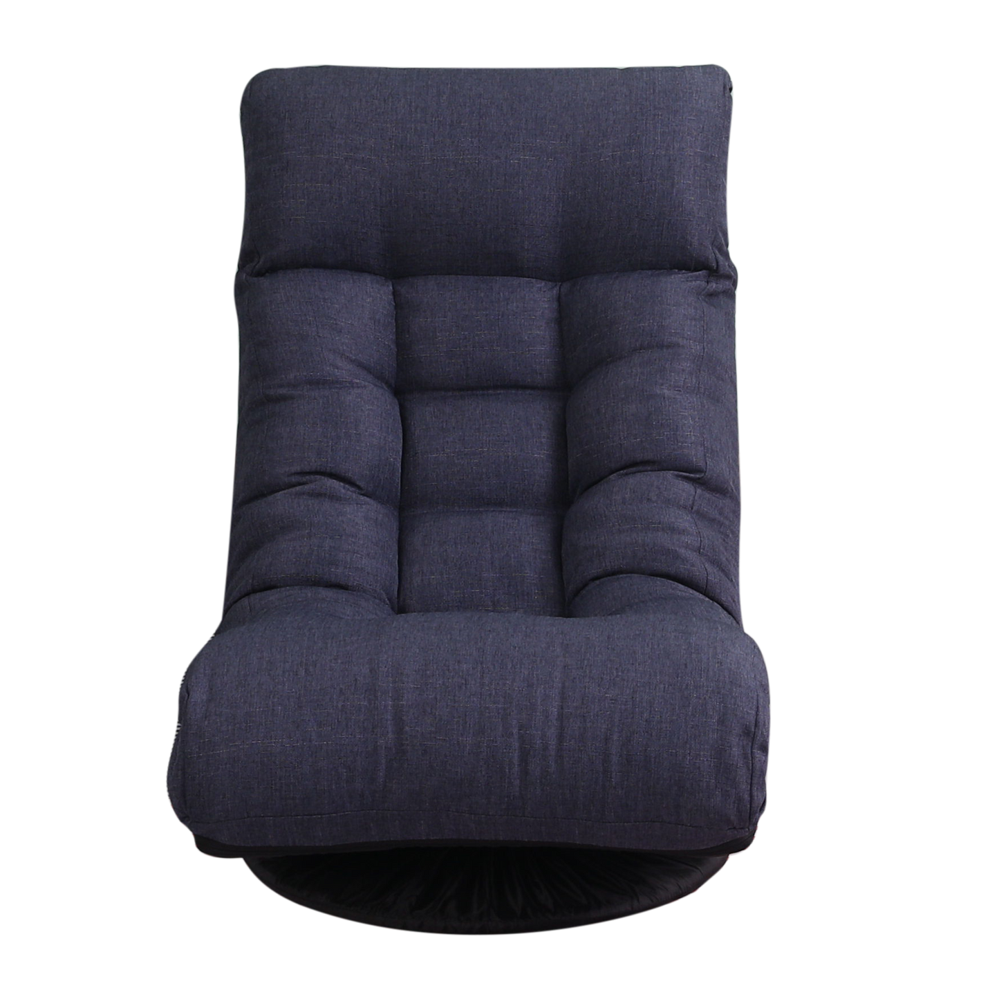 Navy blue tufted floor chair with adjustable back for comfortable seating