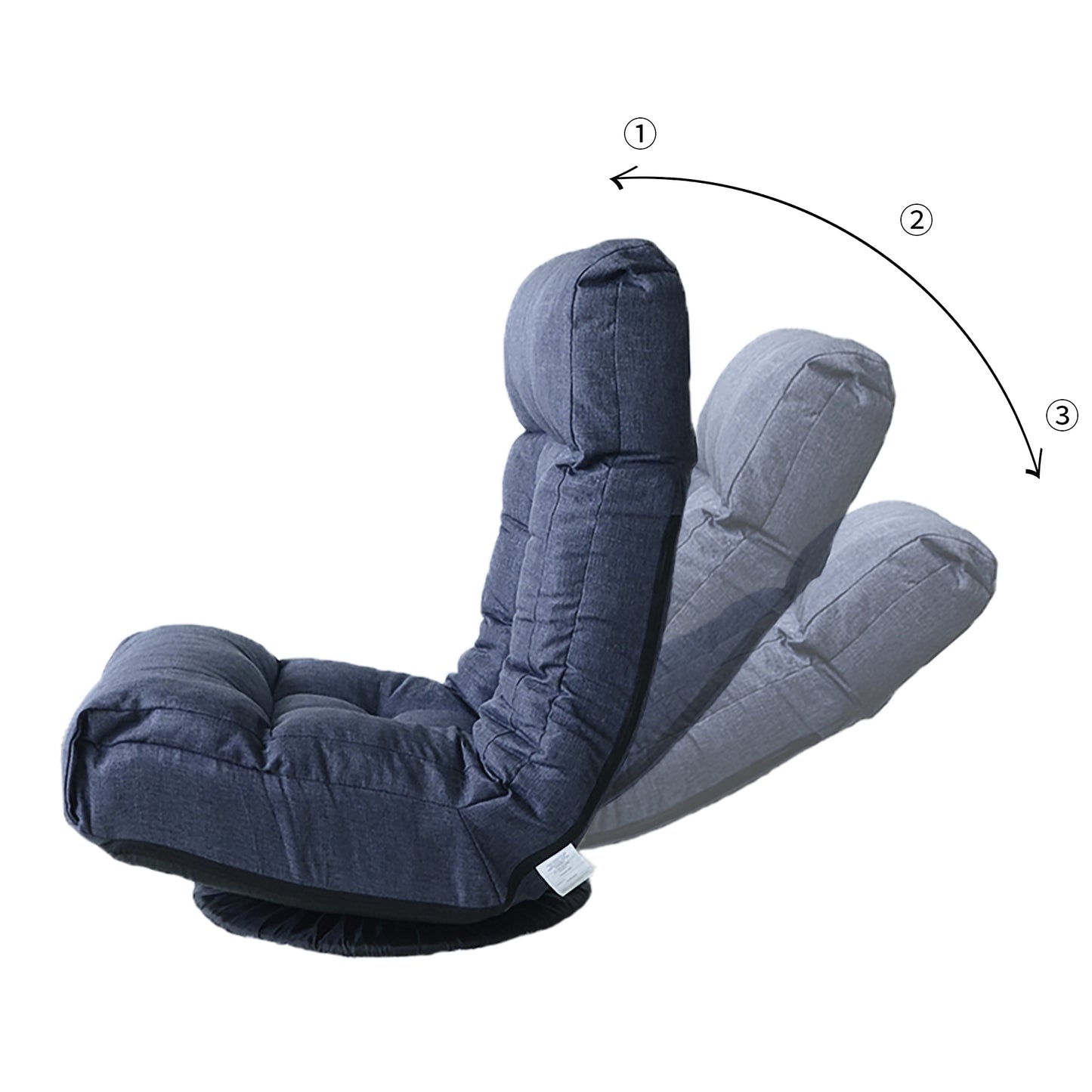 Dark blue adjustable floor chair with a degree swivel base
