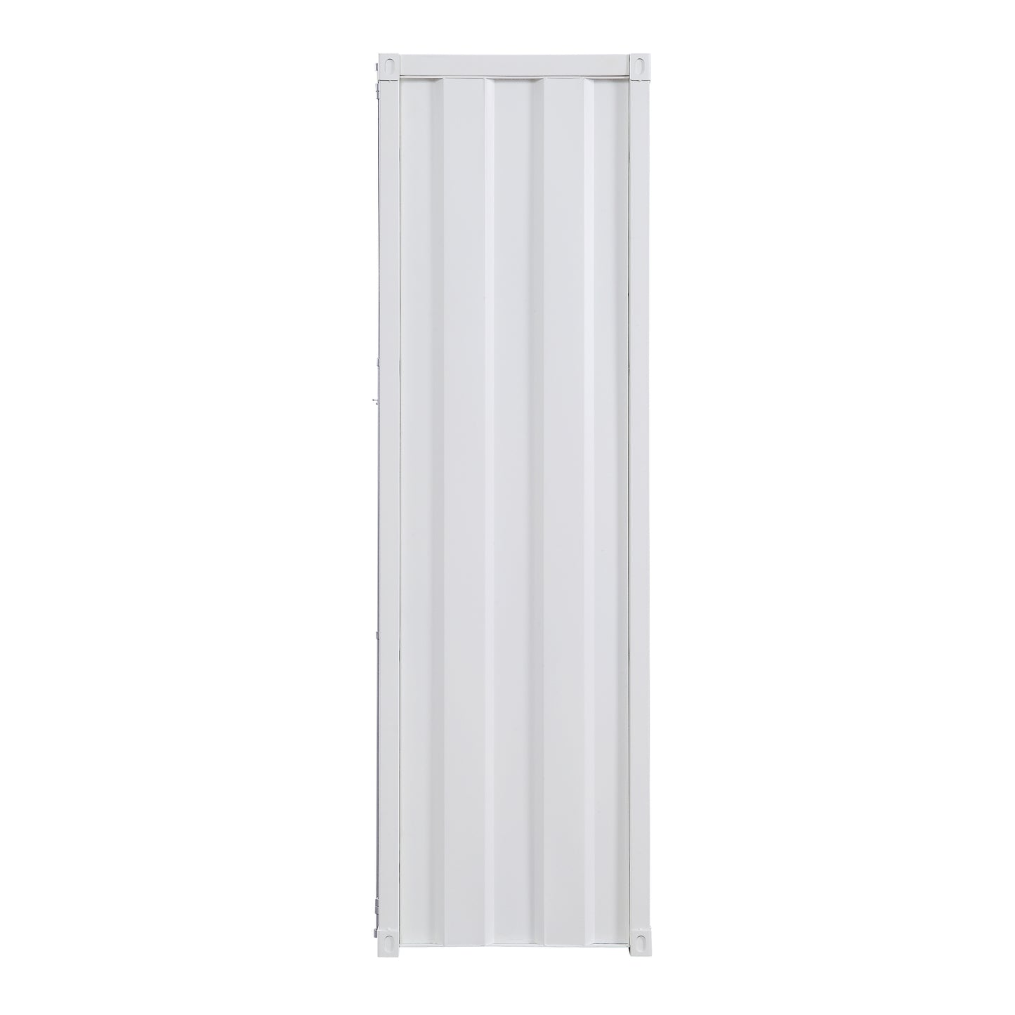 Modern white metal storage cabinet with ribbed door ideal for home organization