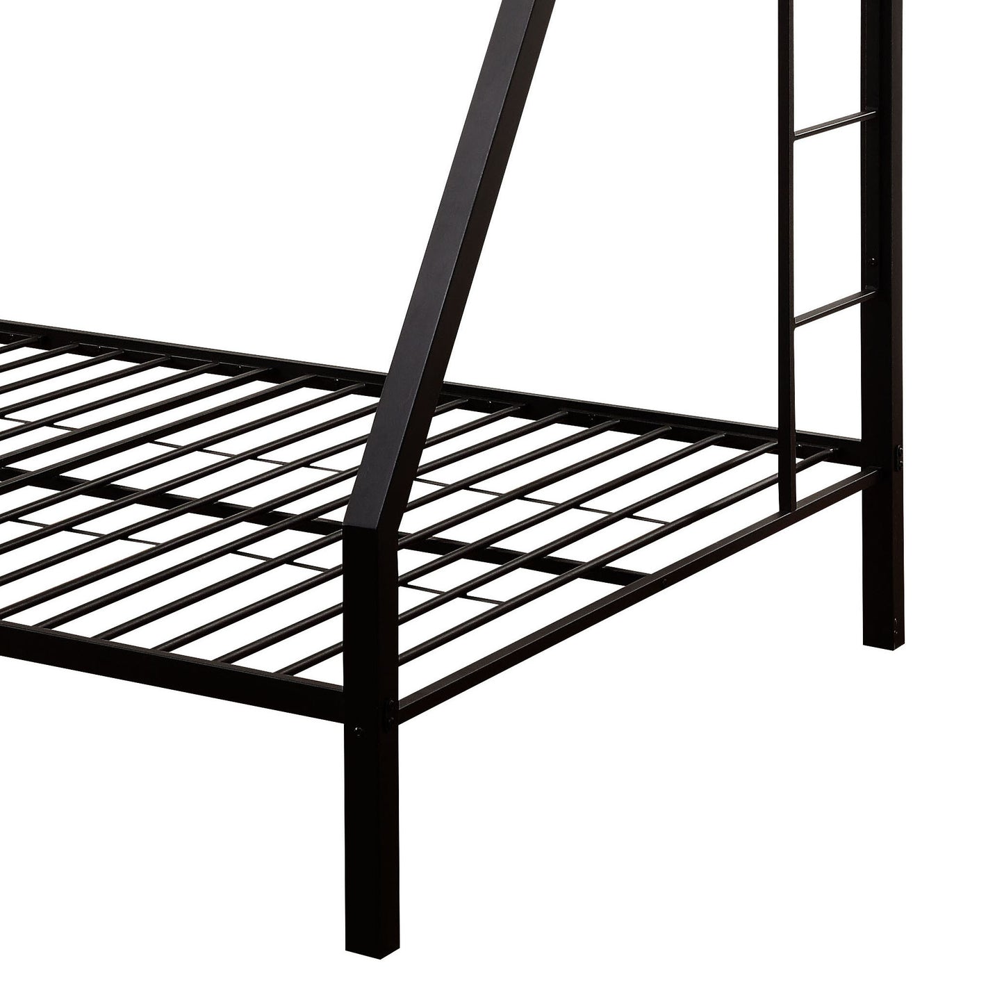 Black metal bunk bed frame with ladder detail modern design