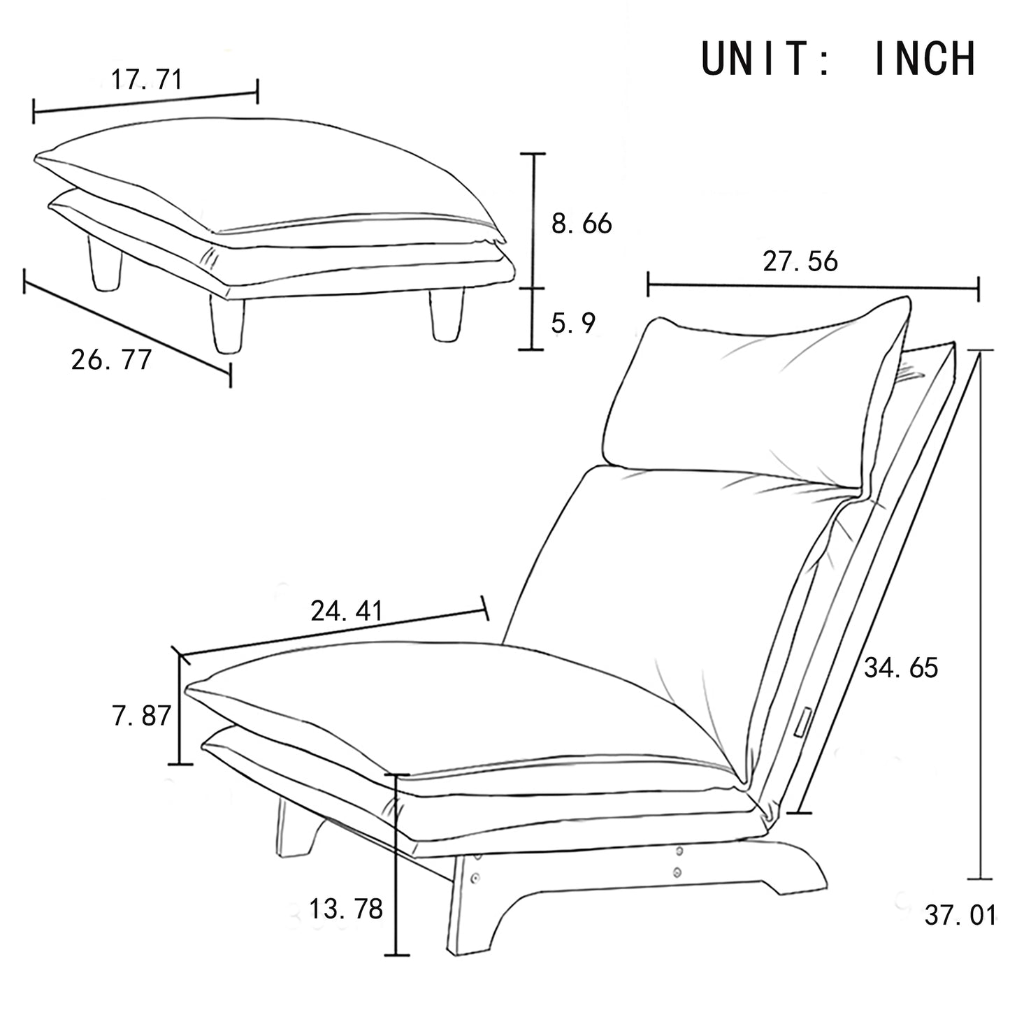 Adjustable lounge chair with plush cushions ideal for relaxation