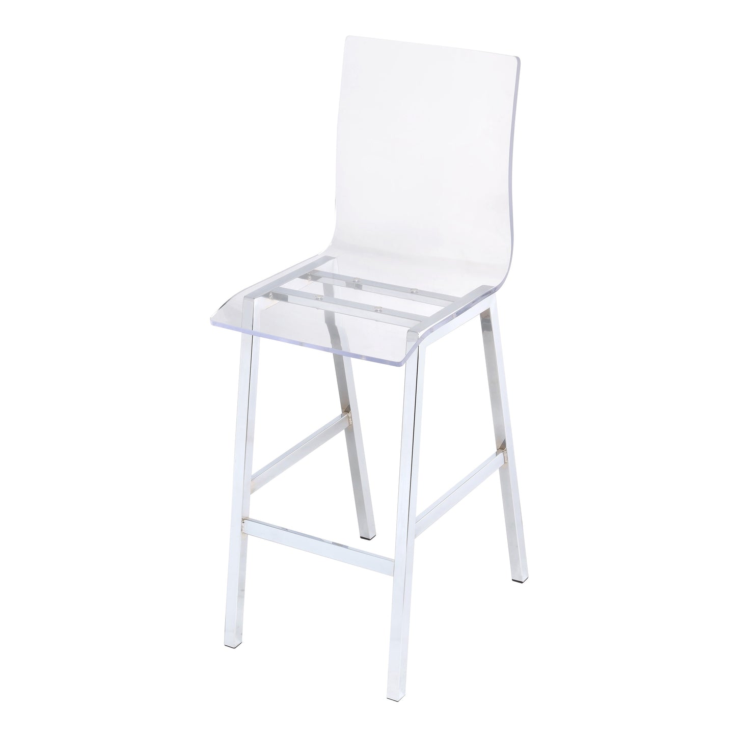 Clear acrylic bar stool with polished chrome frame modern kitchen seating