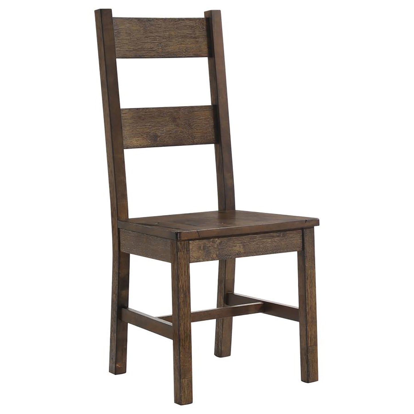 Rustic brown wooden dining chair with slatted backrest for home decor