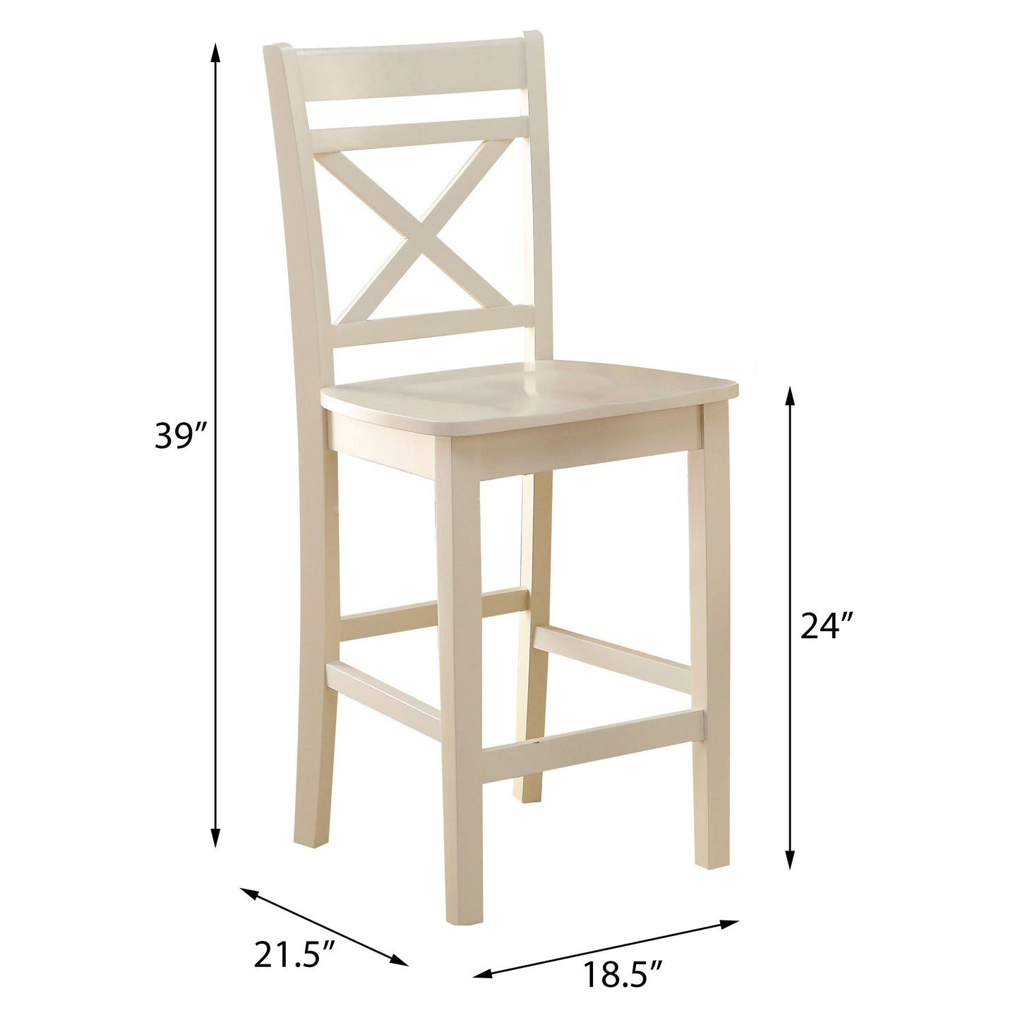 Cream wooden bar stool with Xback design and footrest