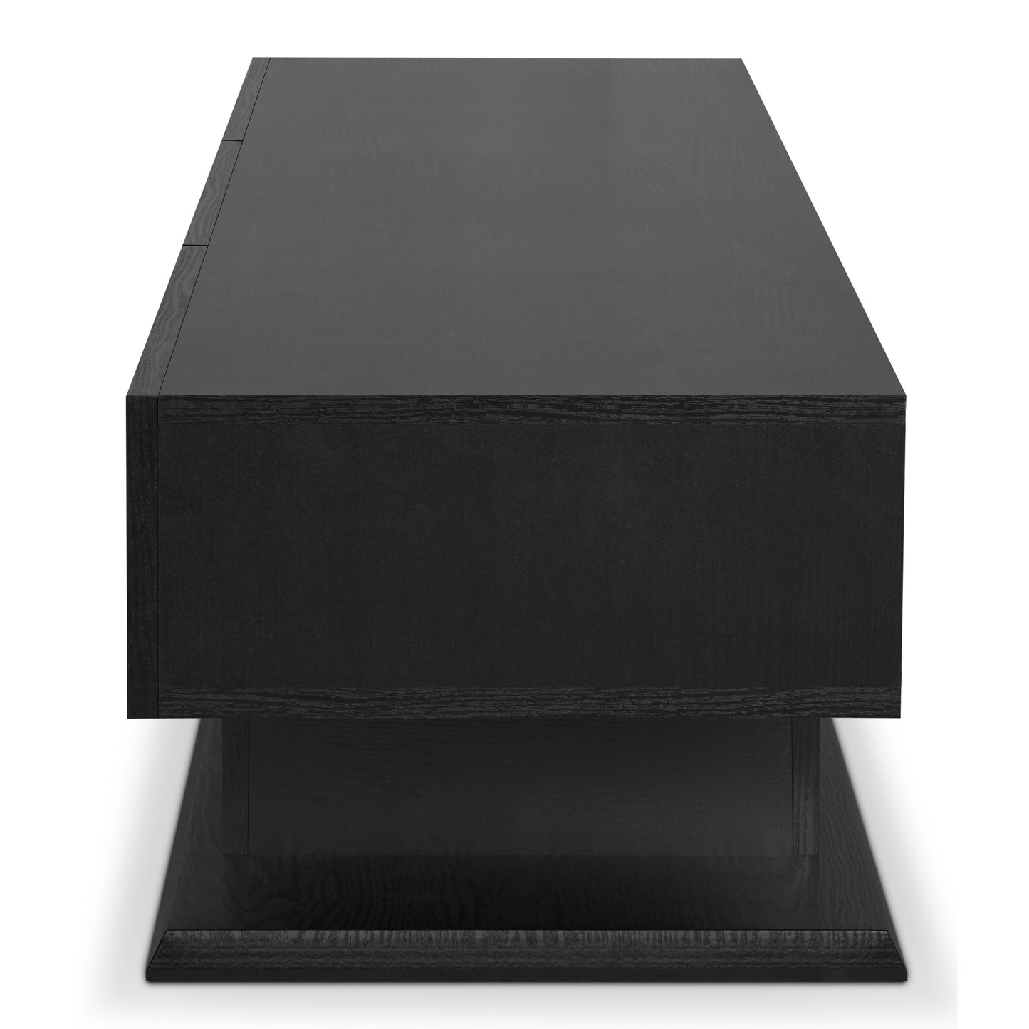 Black oak media console with sleek modern design and ample storage