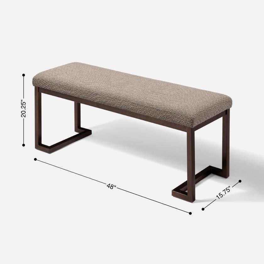 Tufted Upholstered Entryway Bench in taupe fabric