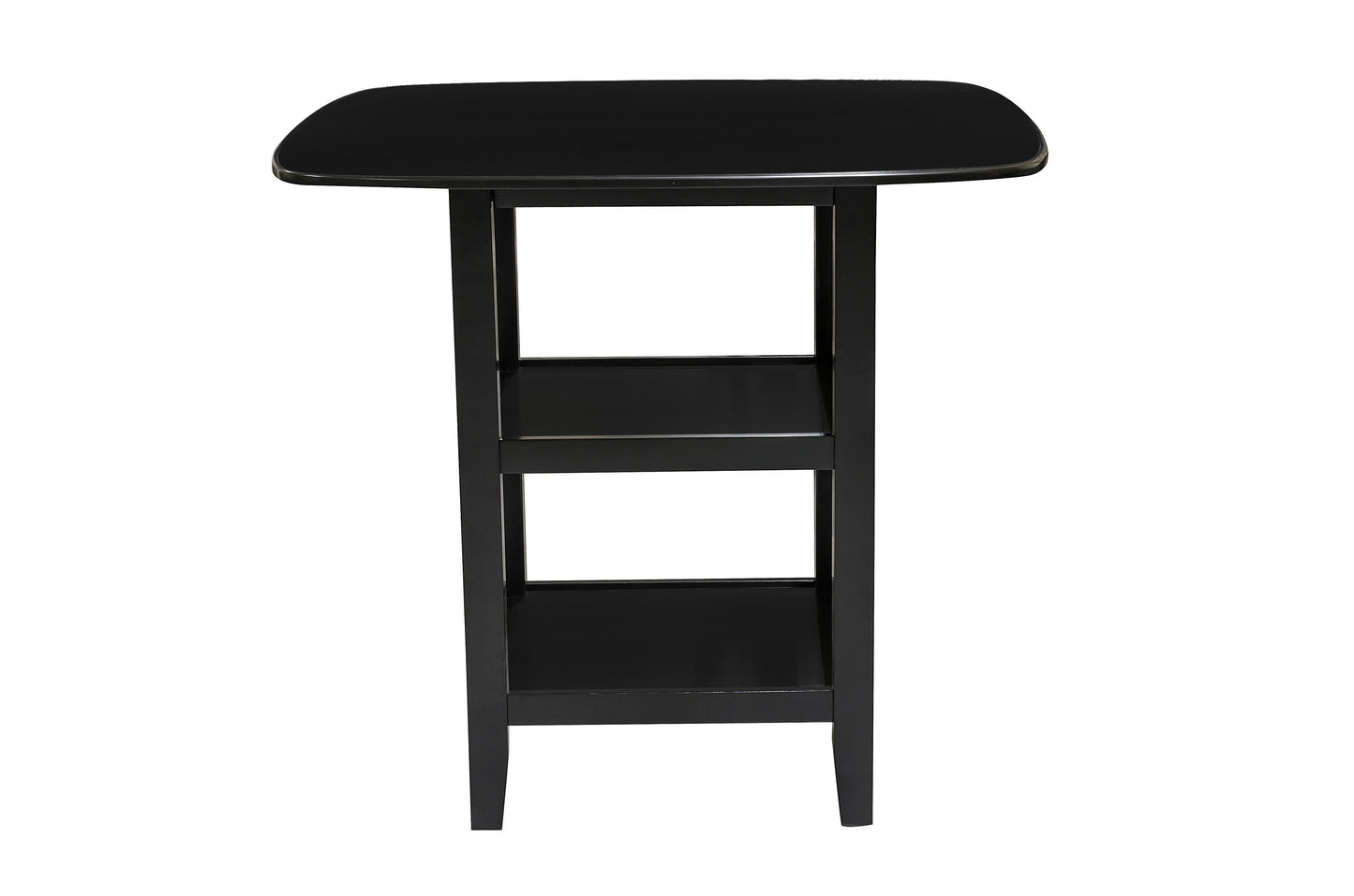 Sleek black accent table with two shelves ideal for small spaces