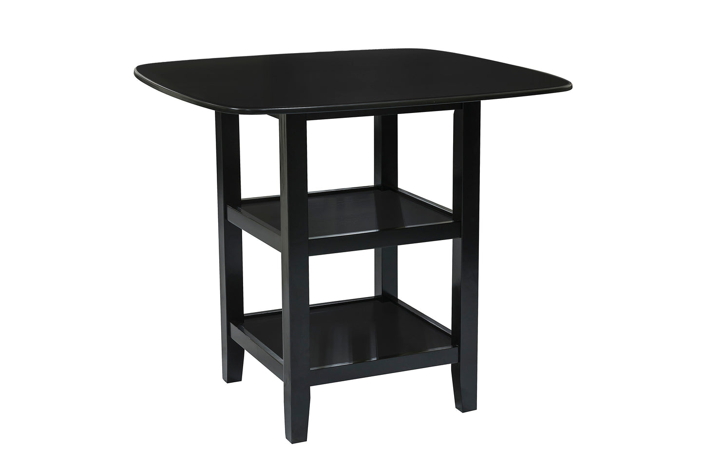 Black wooden accent table with two shelves perfect for small spaces