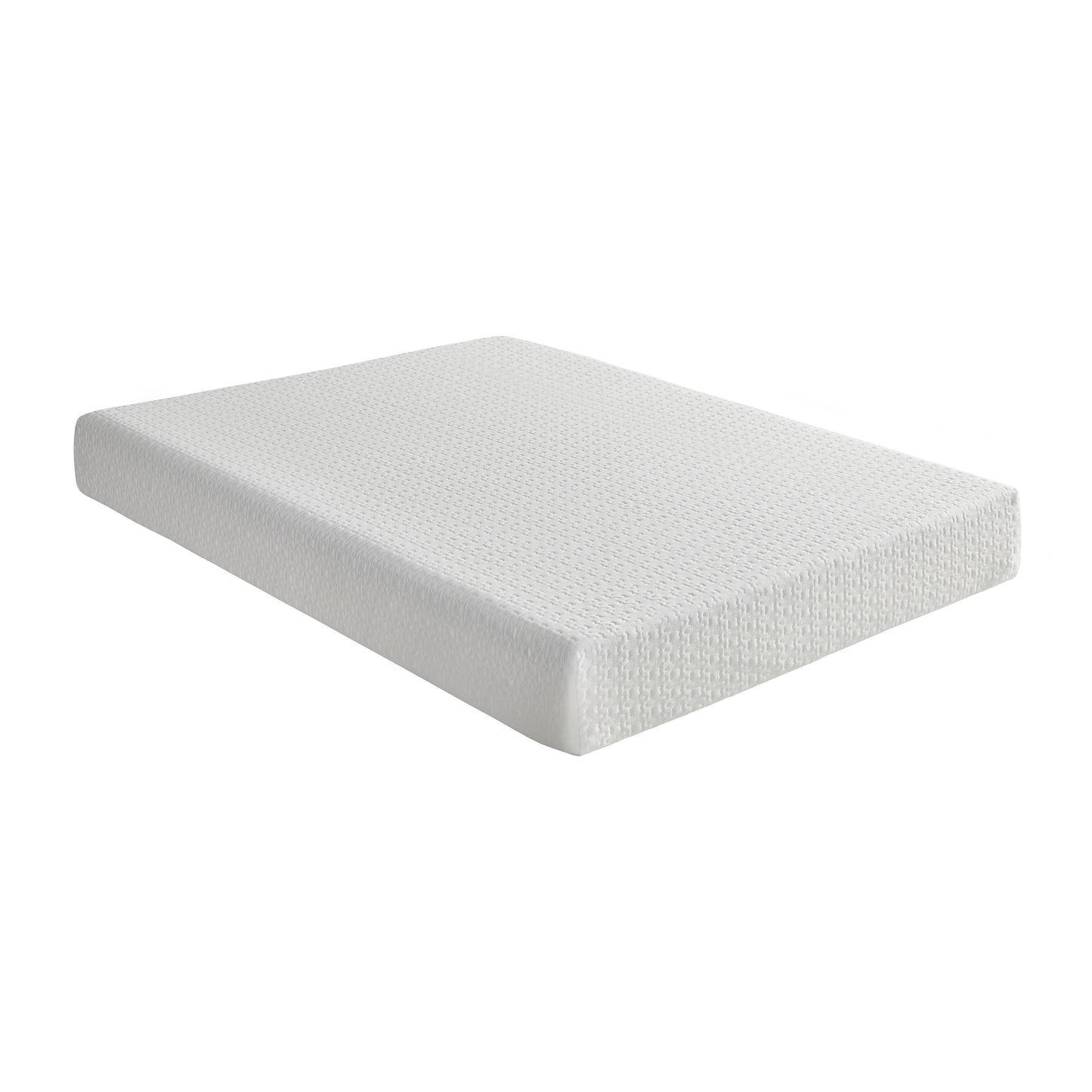 White memory foam mattress with textured surface queen size provides optimal comfort