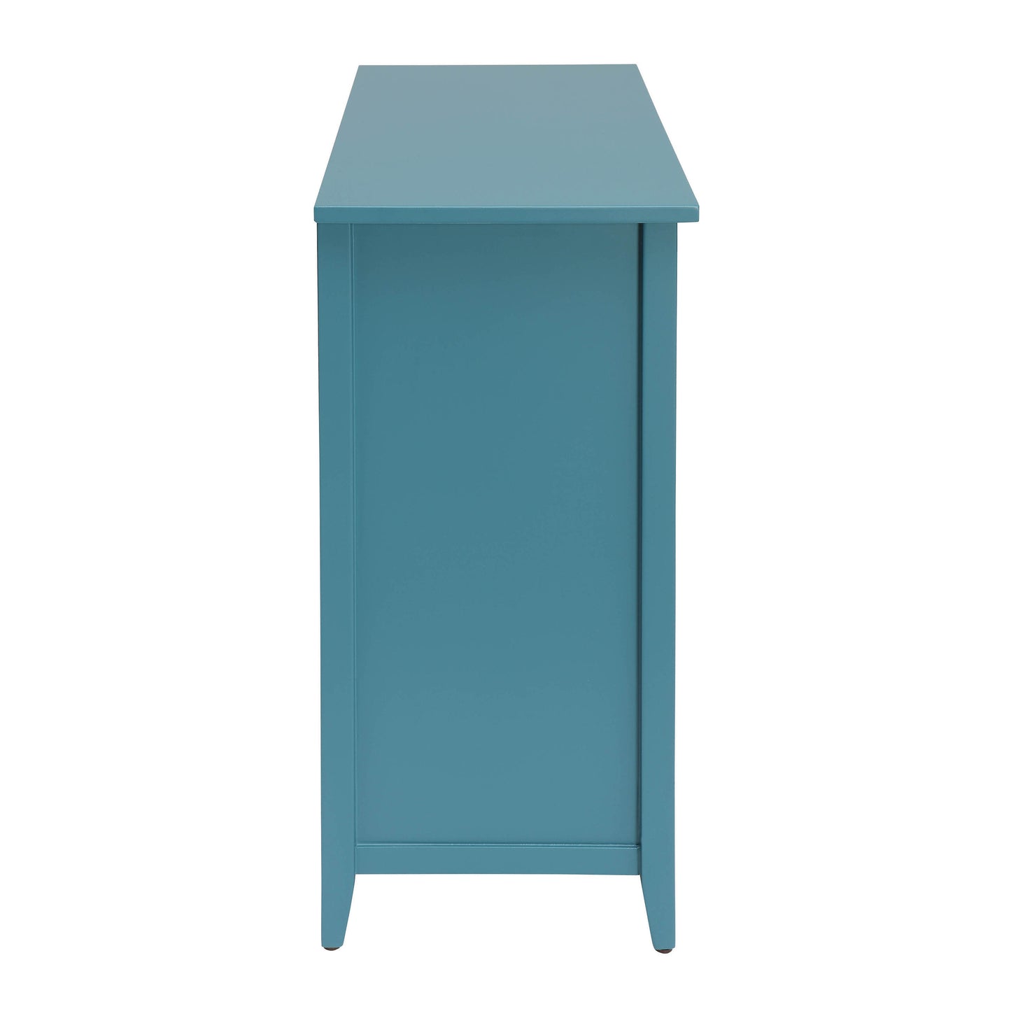 Classic teal wooden dresser with clean lines a smooth finish and sturdy legs for bedroom storage