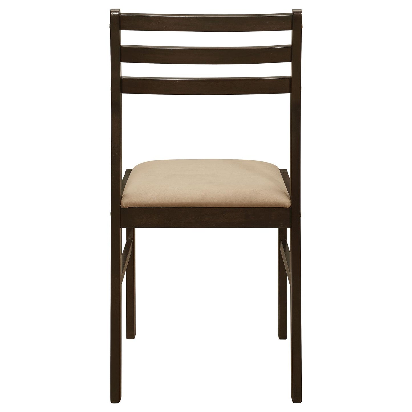 Dark wood dining chair with beige upholstered seat modern slatted back