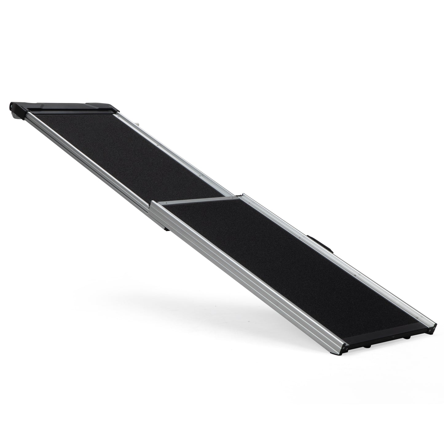 Foldable aluminum pet ramp with nonslip black surface for easy car access
