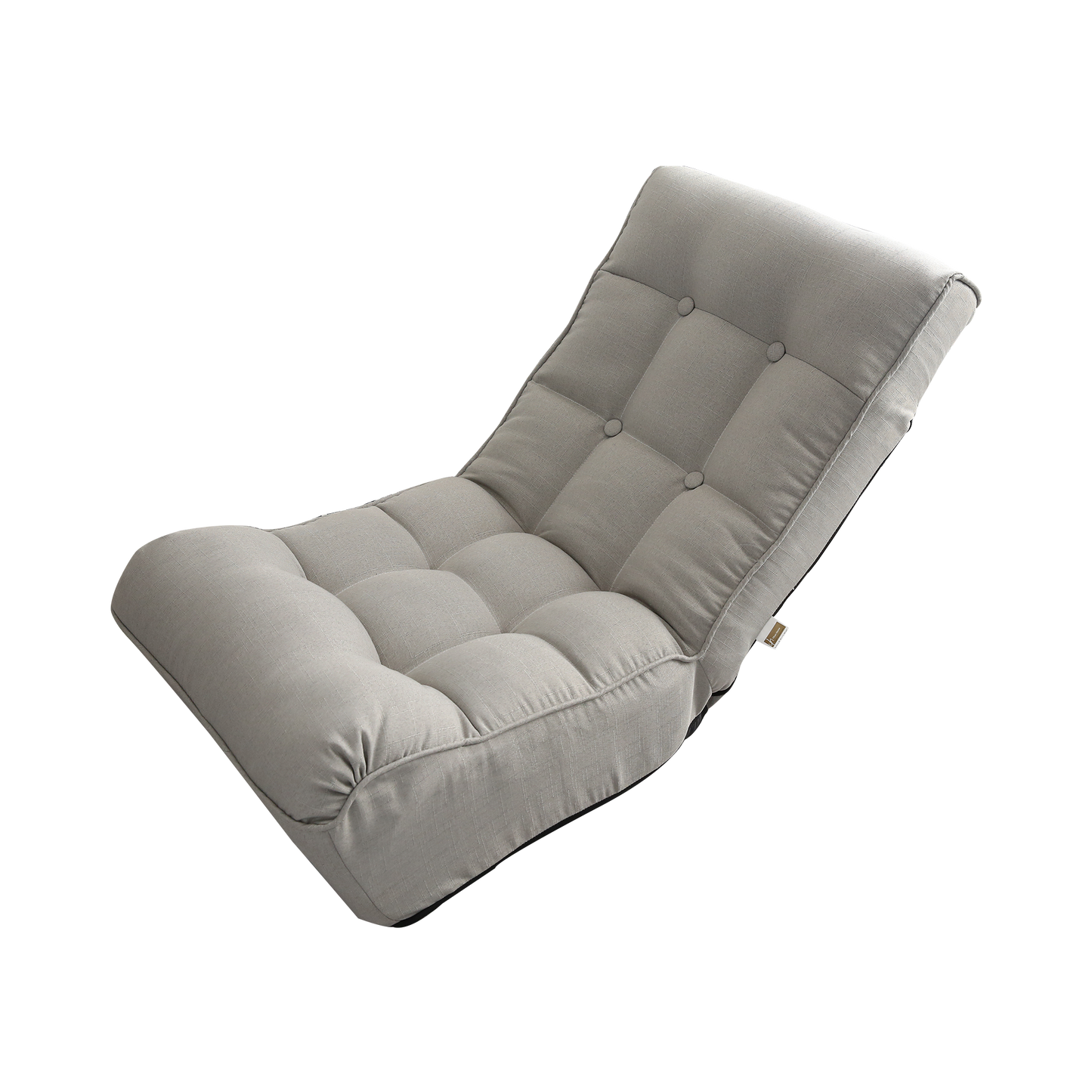 Grey tufted floor chair with adjustable back for comfortable lounging