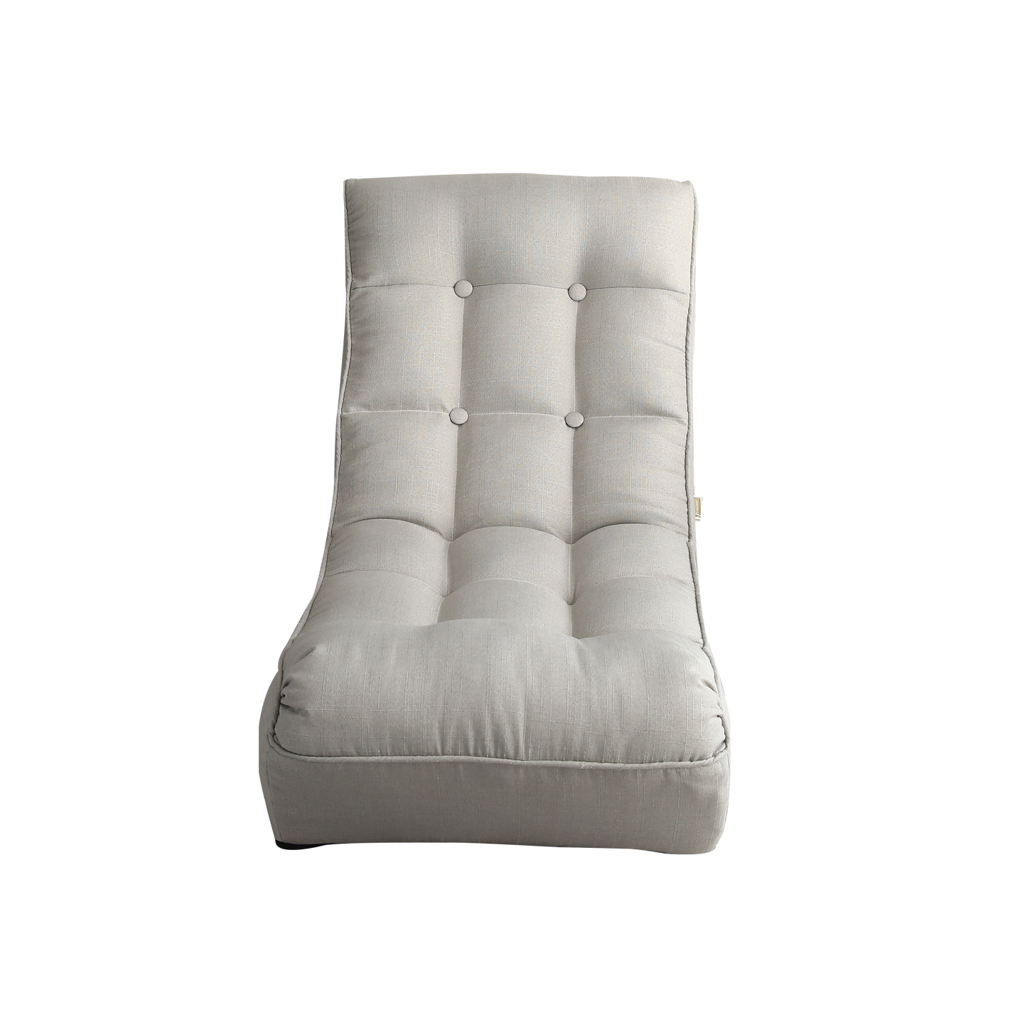 Tufted beige linen floor chair with button accents for comfortable seating