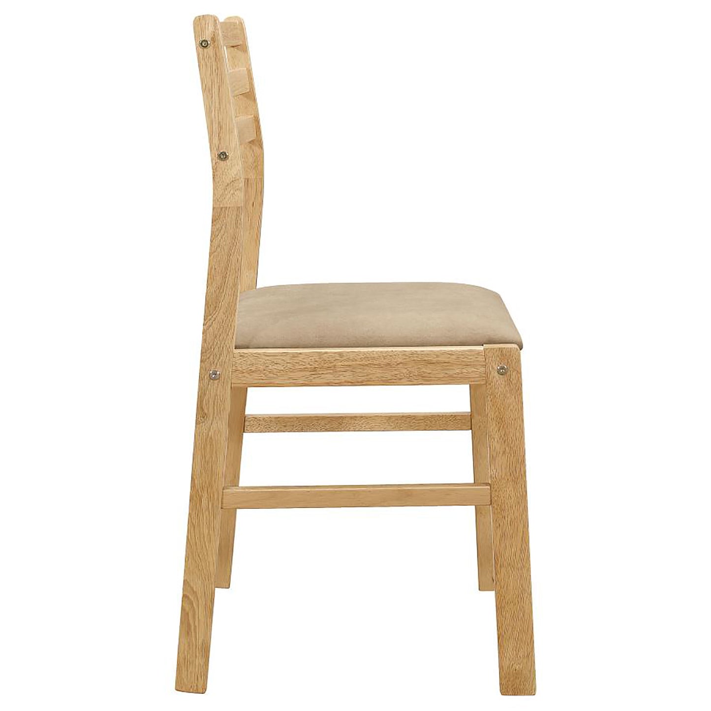 Natural oak dining chair with a neutral upholstered seat showcasing minimalist Scandinavian design