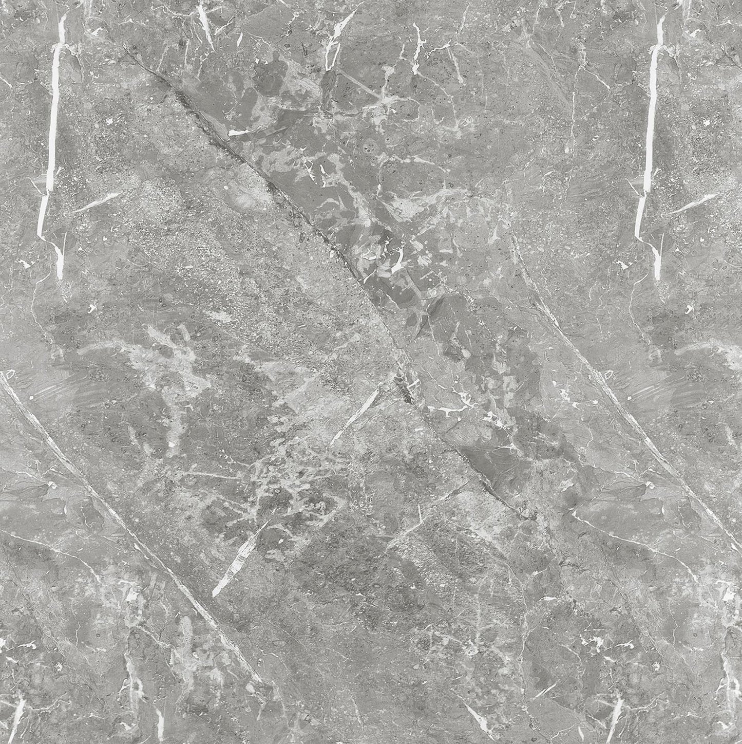Elegant grey marble slab with prominent white veining for countertops