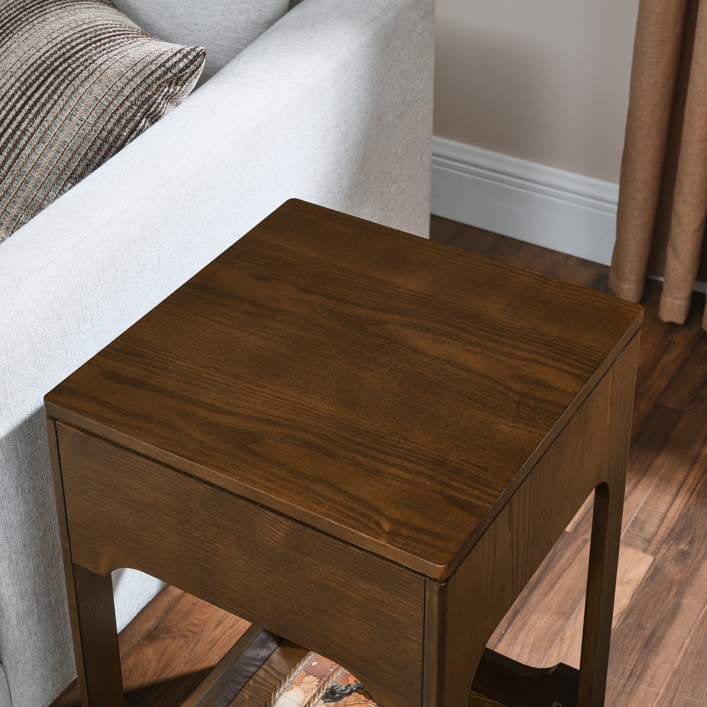 Dark oak wood end table with clean lines and subtle grain detail
