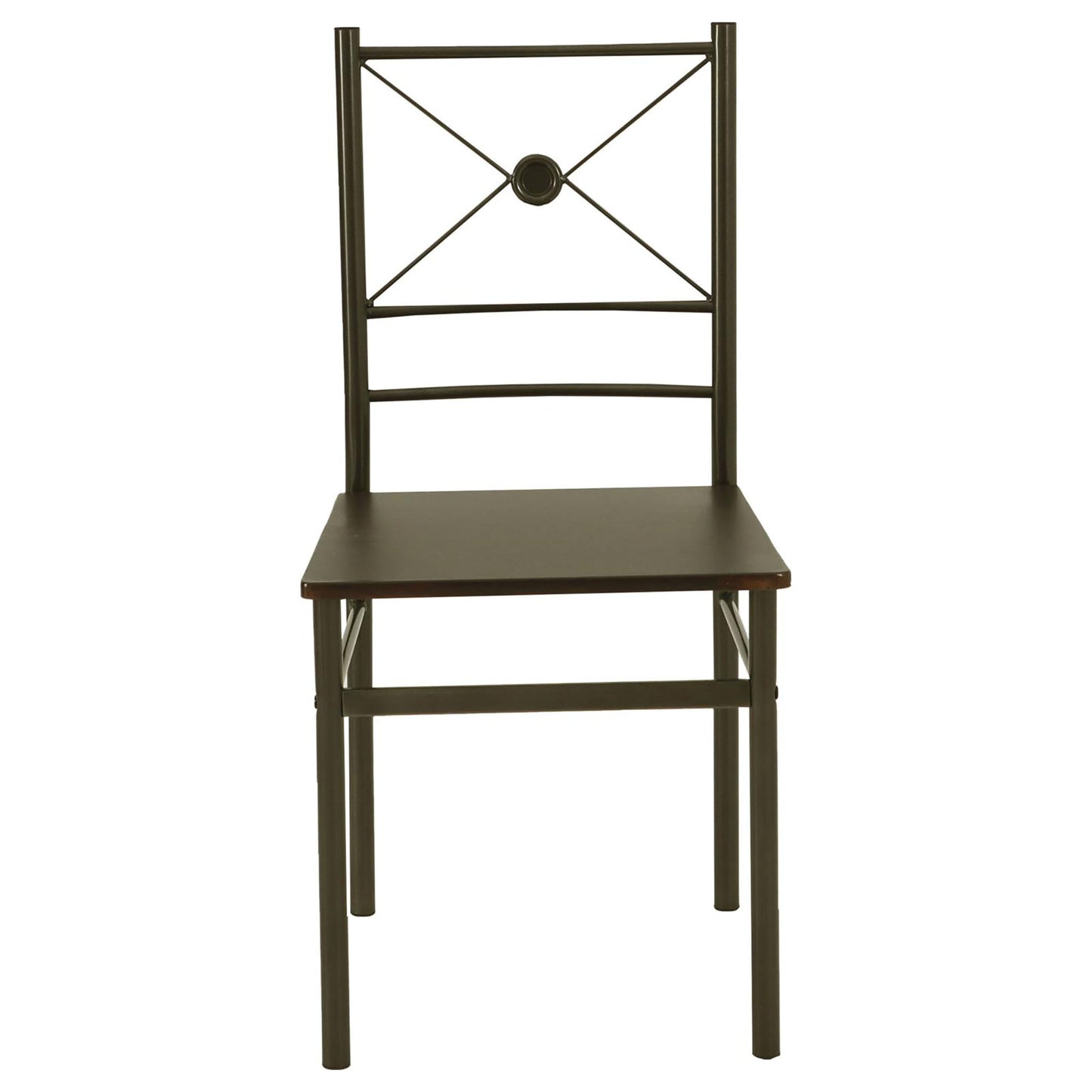 Dark brown metal dining chair with Xback detail
