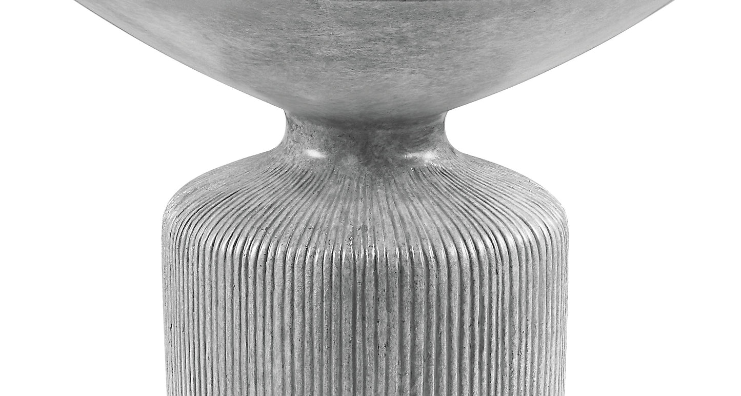 Textured grey ceramic vase with vertical ribbing detail perfect for modern decor