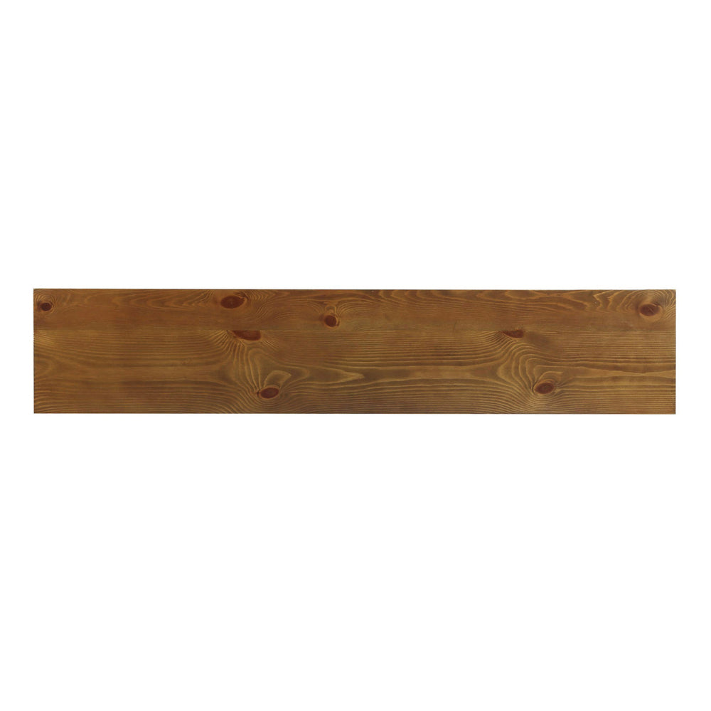 Warm toned pine wood plank with visible knots and grain detail