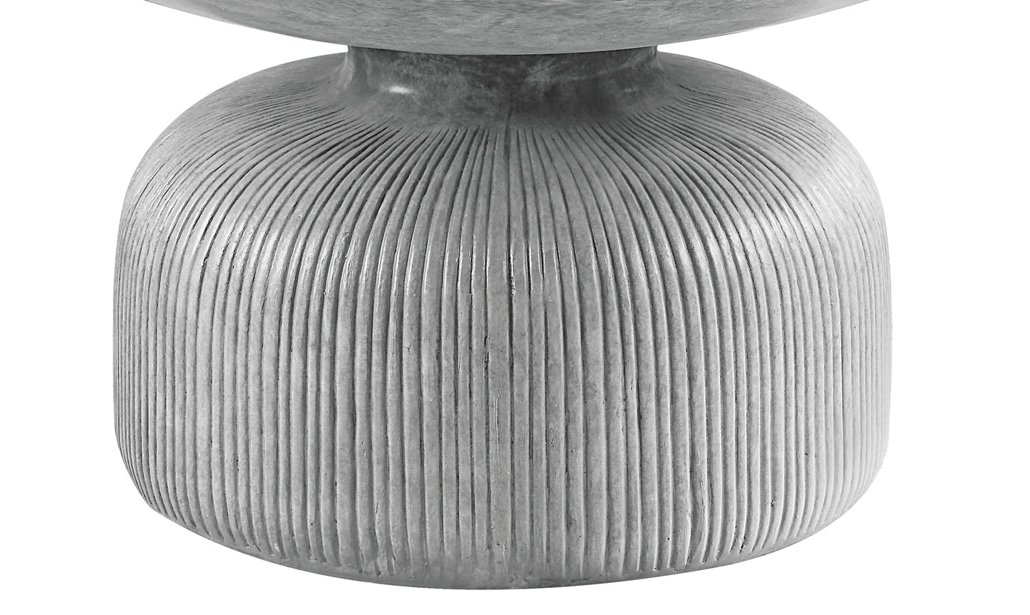 Textured grey ceramic vase with ribbed base ideal for modern decor