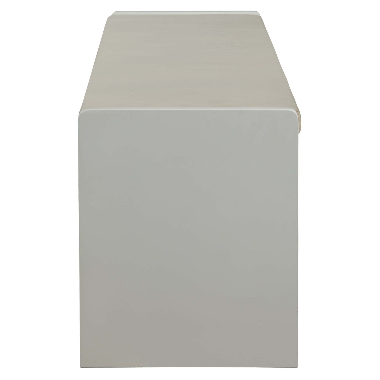 Modern gray floating shelf with minimalist design and concealed mounting hardware