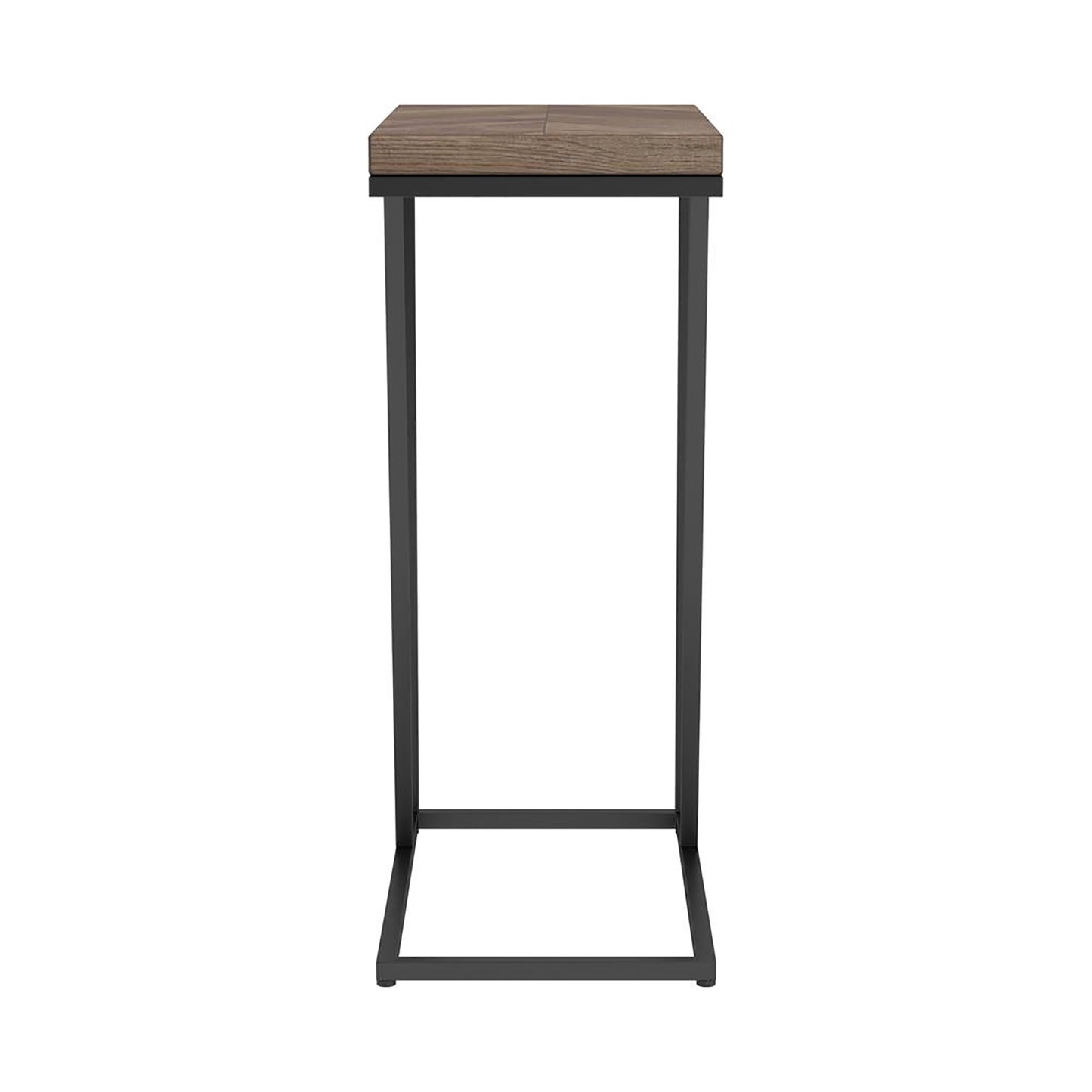 Modern ctable with a rustic oak wood top and black metal frame perfect for small spaces