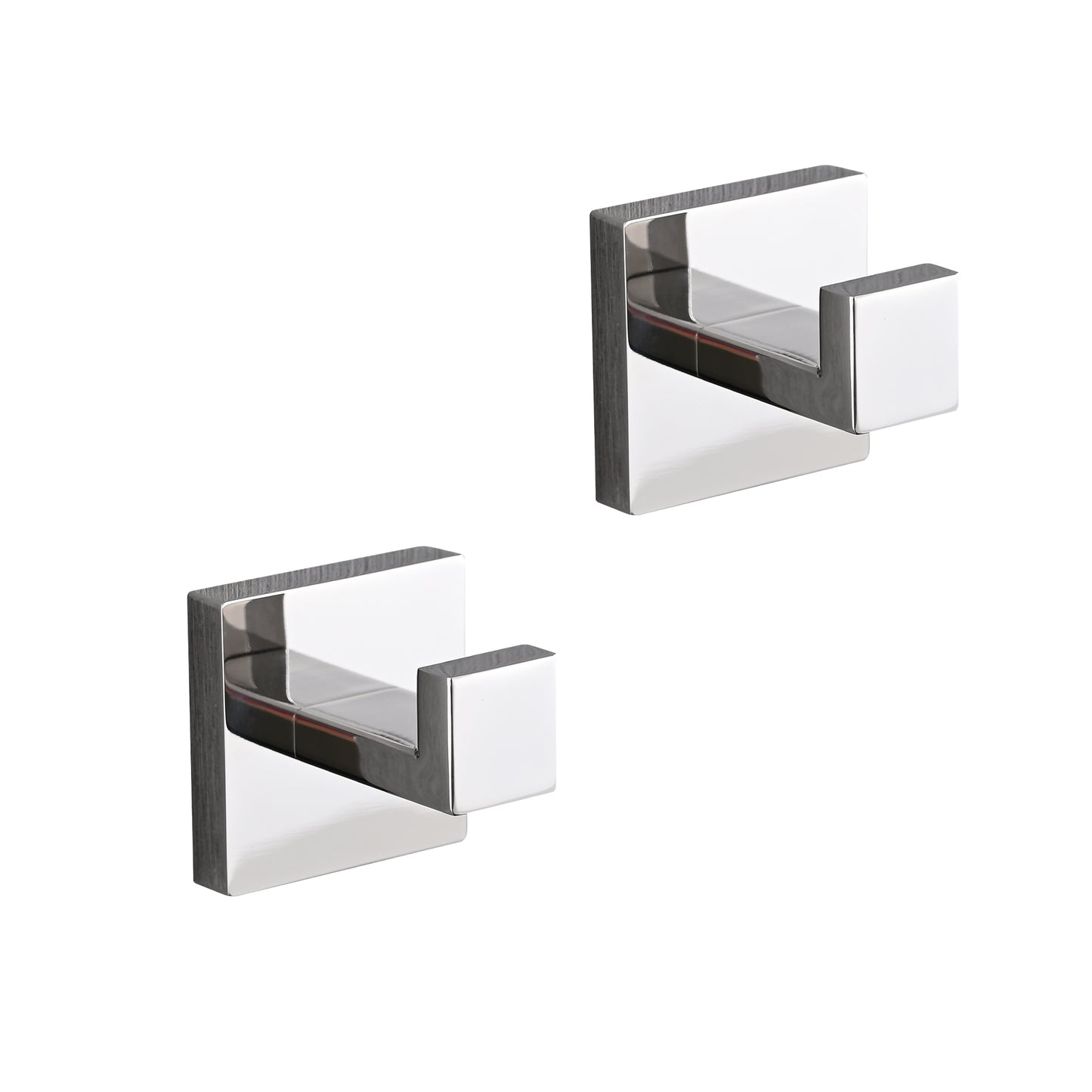 Modern chrome square robe hook with minimalist design for bathrooms