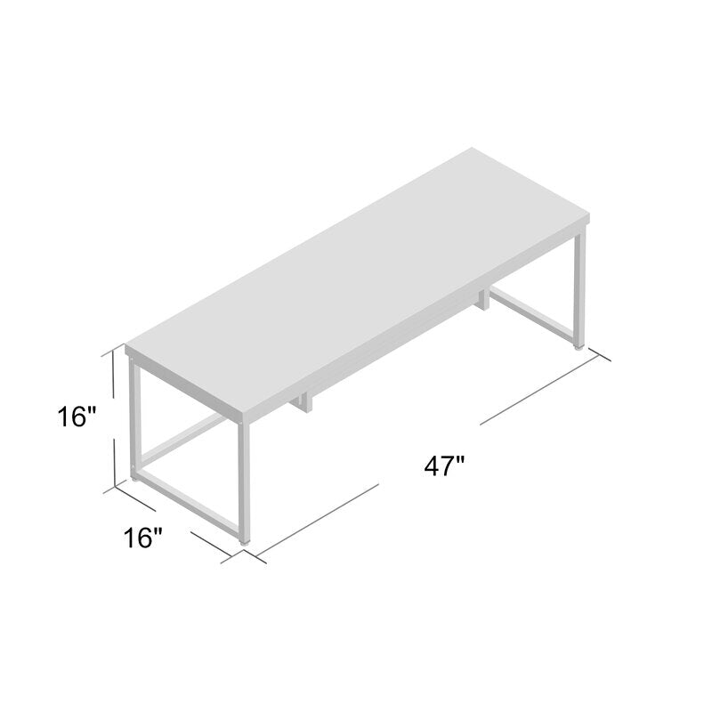 inch long minimalist white console table with metal legs