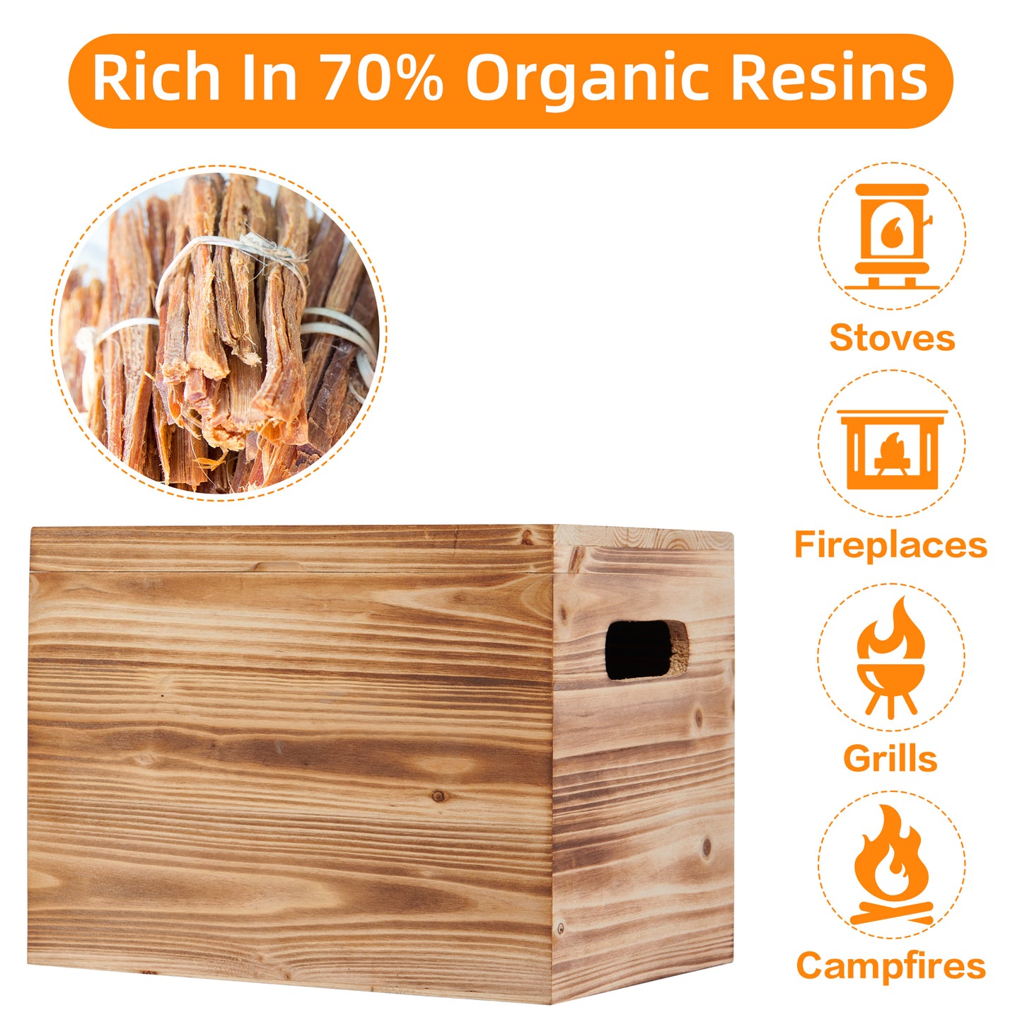 Natural wood log carrier with handles perfect for fireplaces and campfires