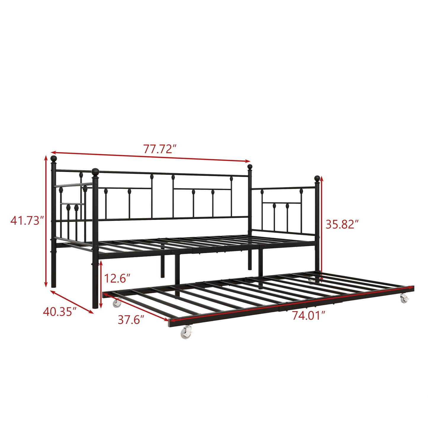 Black metal twin daybed with pullout trundle perfect for guest rooms