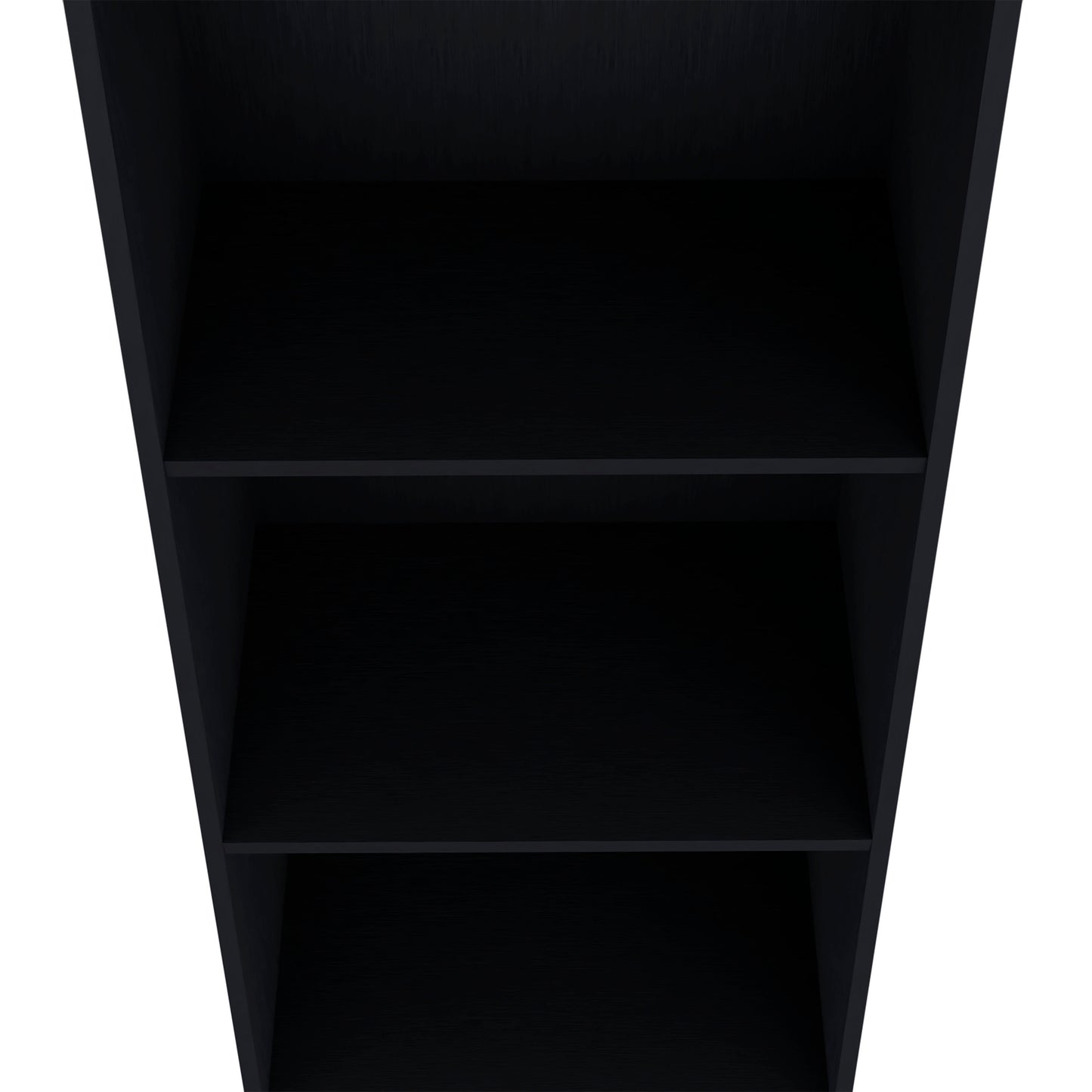 Minimalist black threeshelf bookcase ideal for modern living spaces