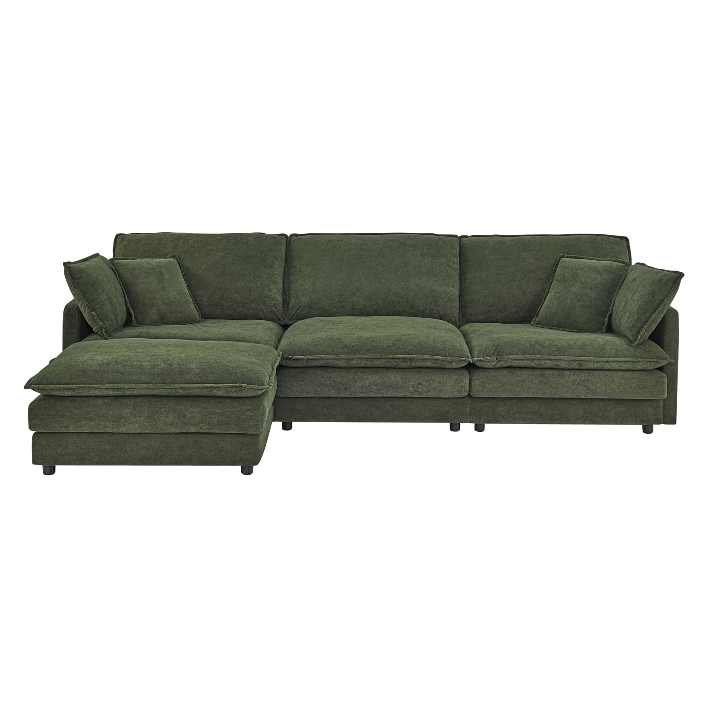 Deep green sectional sofa with plush cushions and chaise lounge perfect for modern living rooms