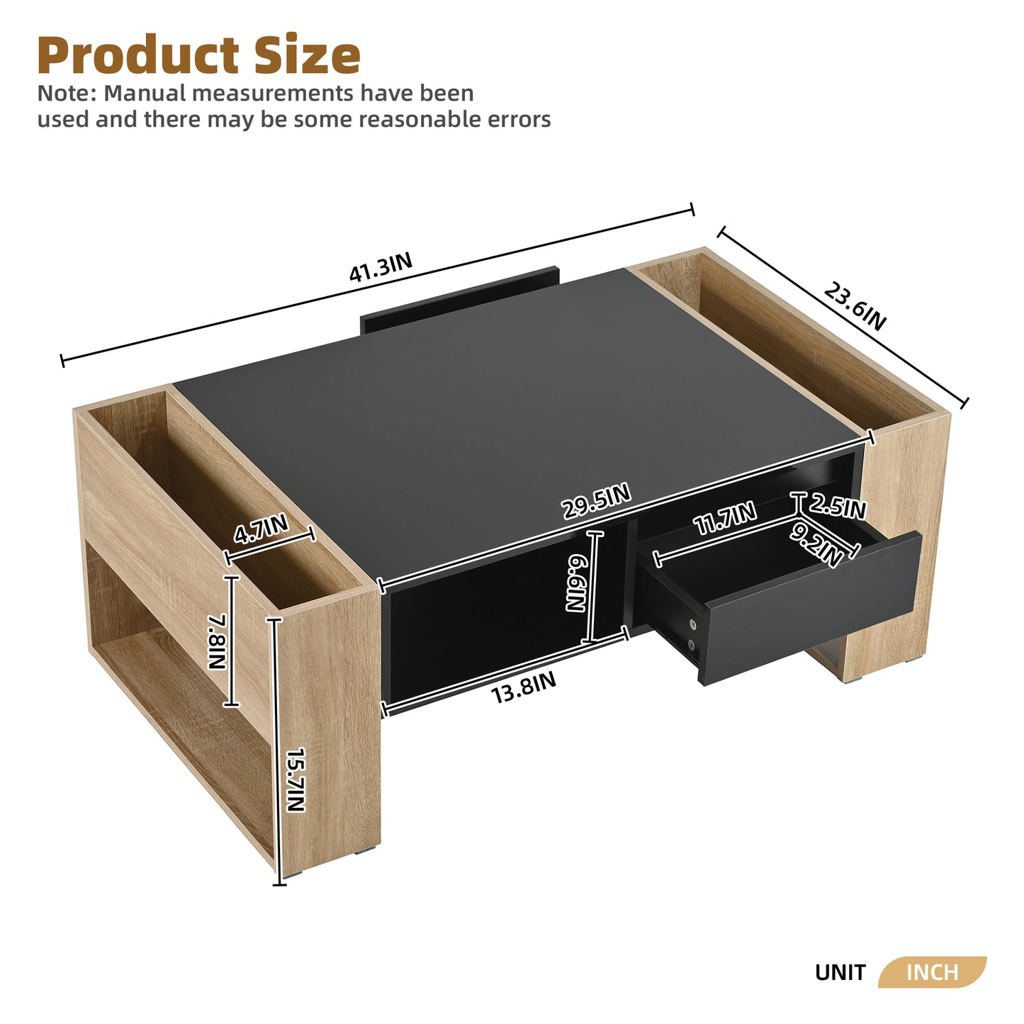 Modern lift top coffee table with black and wood finish ample storage