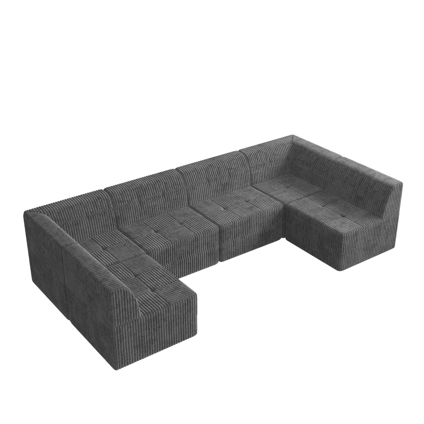 Modern grey corduroy sectional sofa with tufted cushions ideal for living room seating
