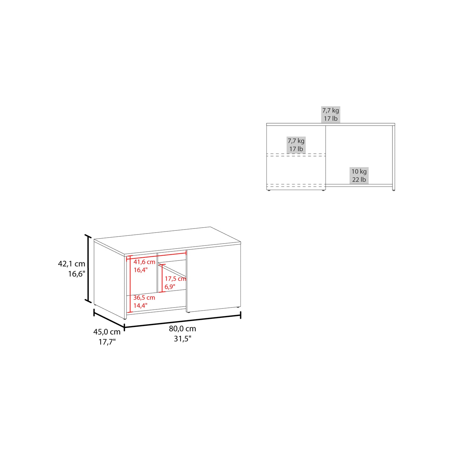 Modern white media console dimensions cm W x cm D x cm H