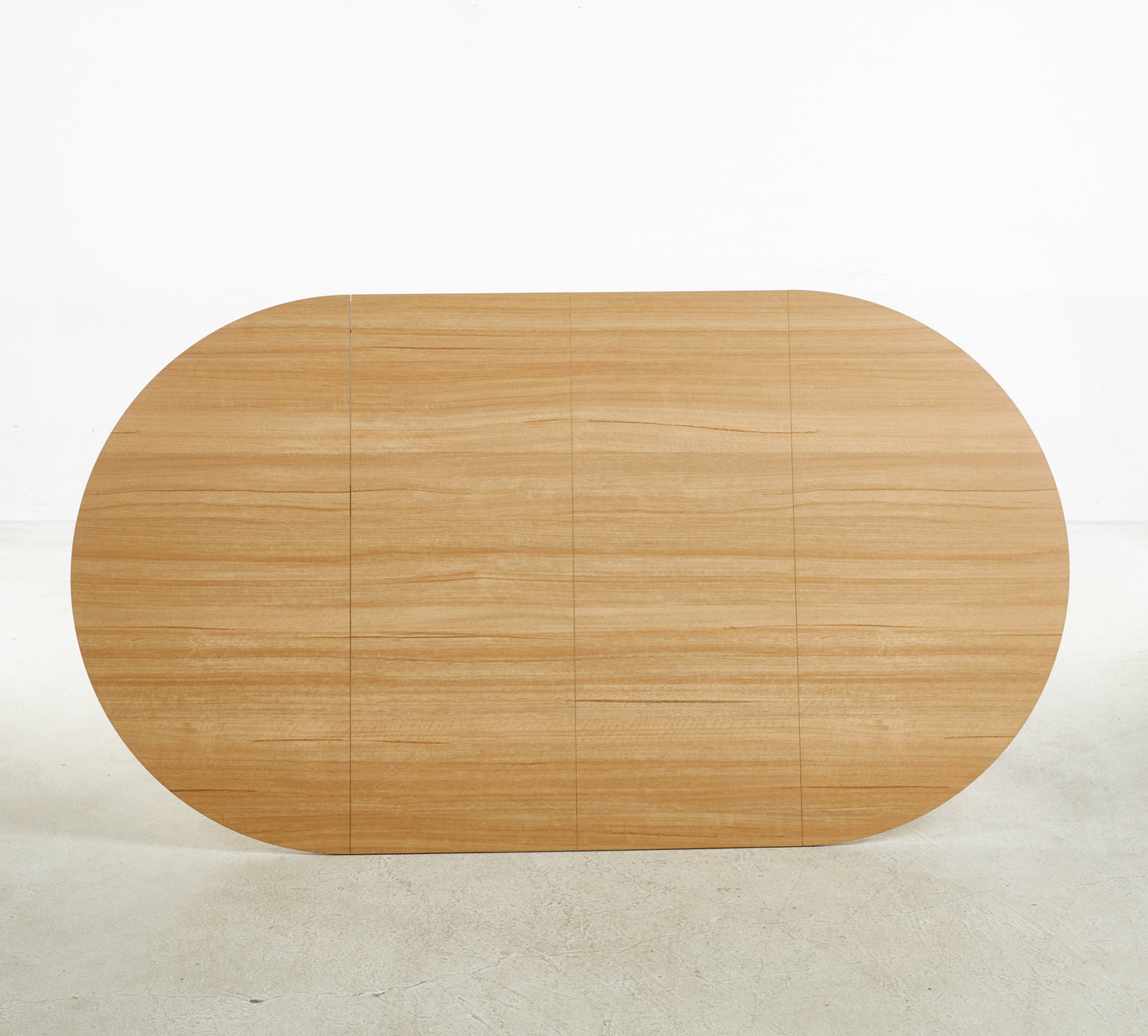 Light oak veneer oval dining table top with wood grain detail