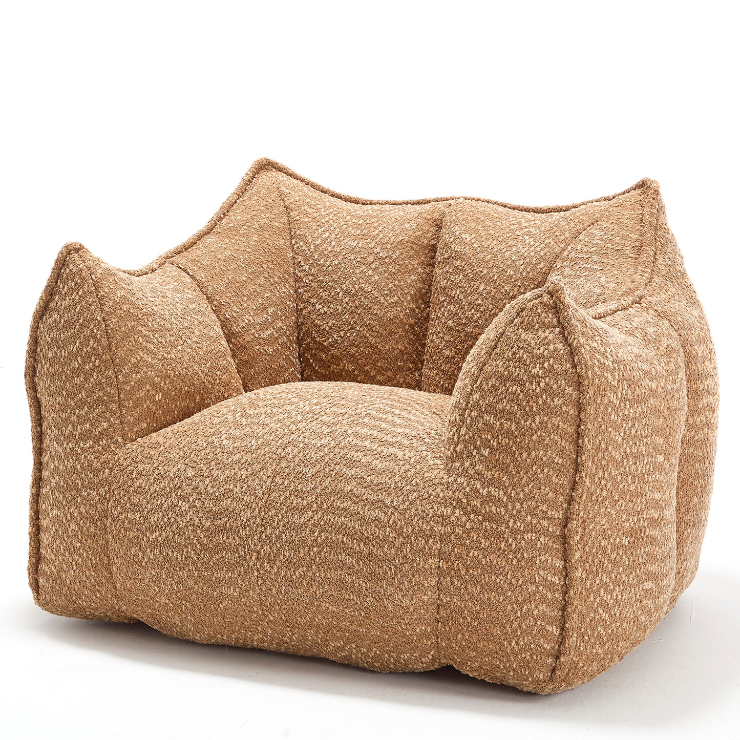 Textured brown bean bag chair perfect for casual seating in any modern living room
