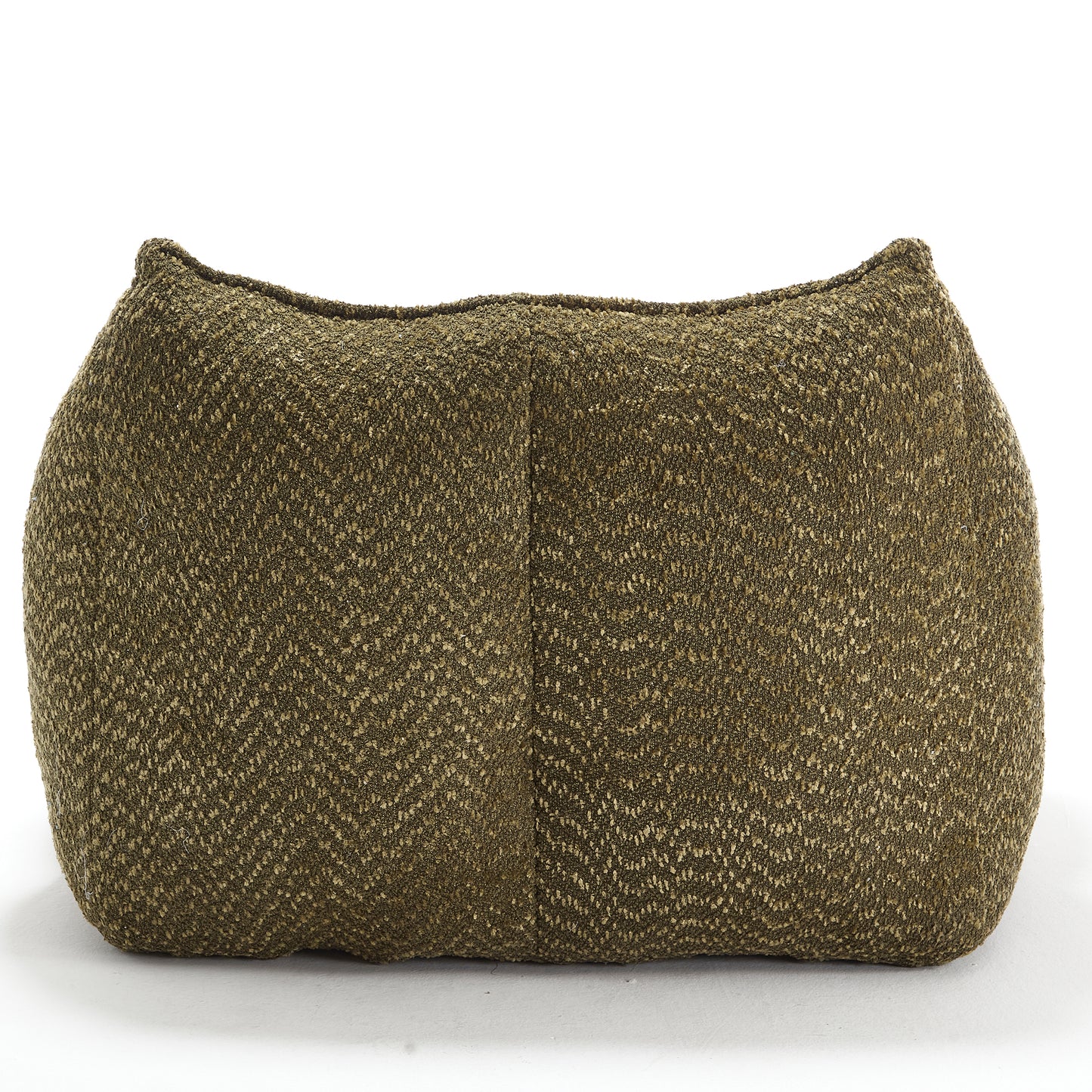 Textured olive green throw pillow with herringbone weave pattern perfect for sofa accent