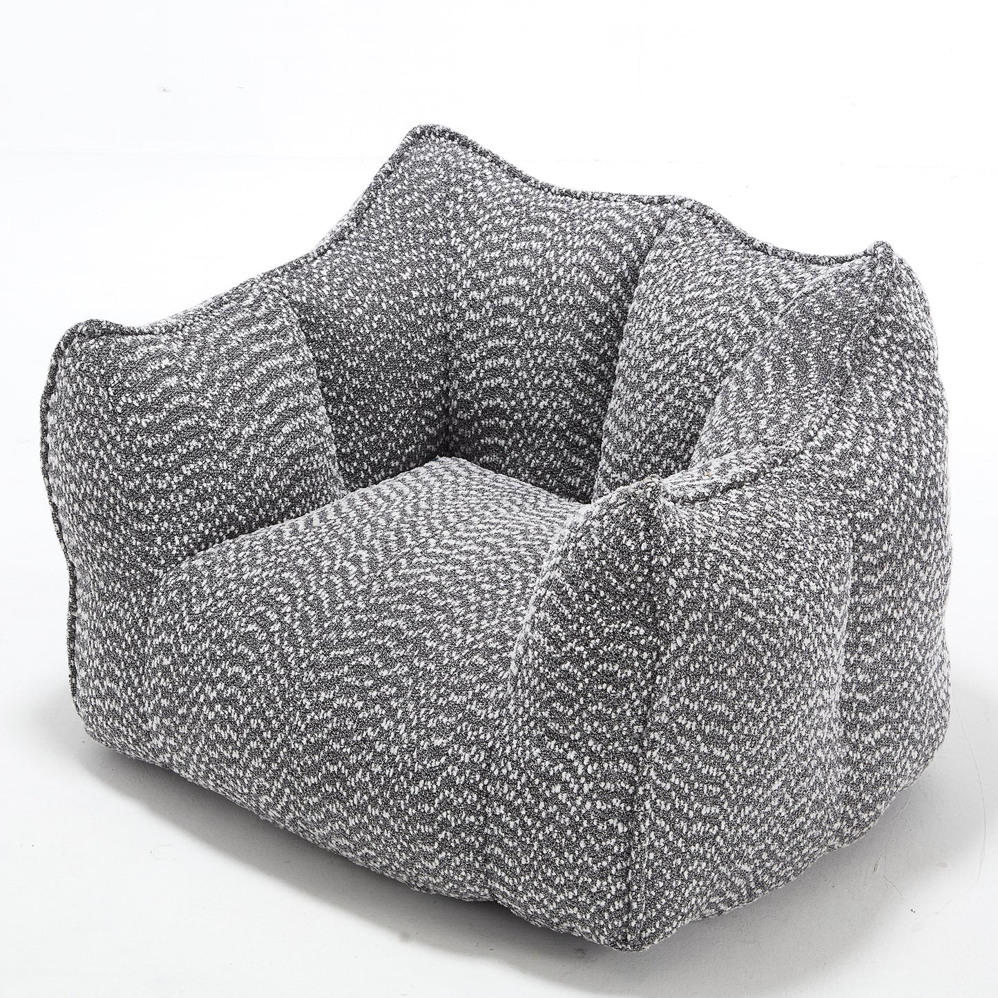 Modern gray and white textured accent chair with plush filling