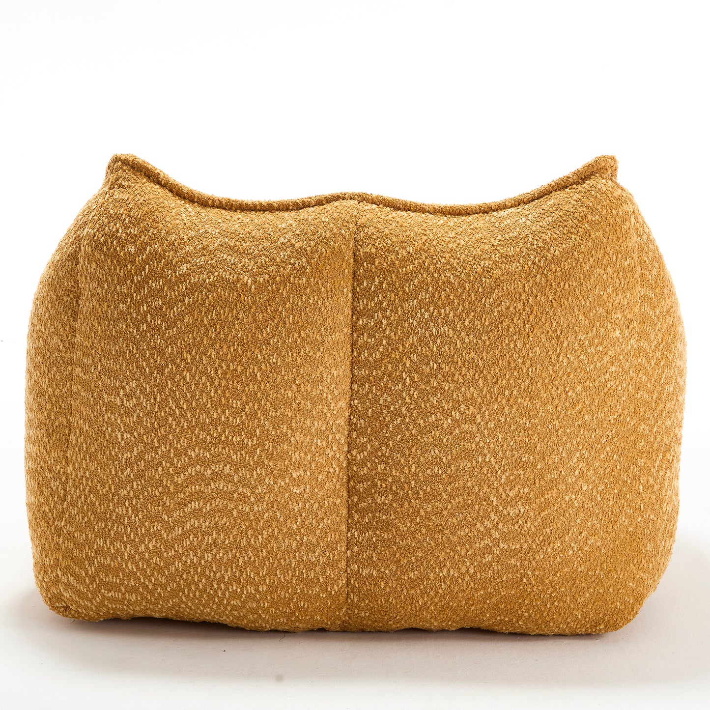 Mustard yellow textured pouf perfect for comfortable footrest or extra seating